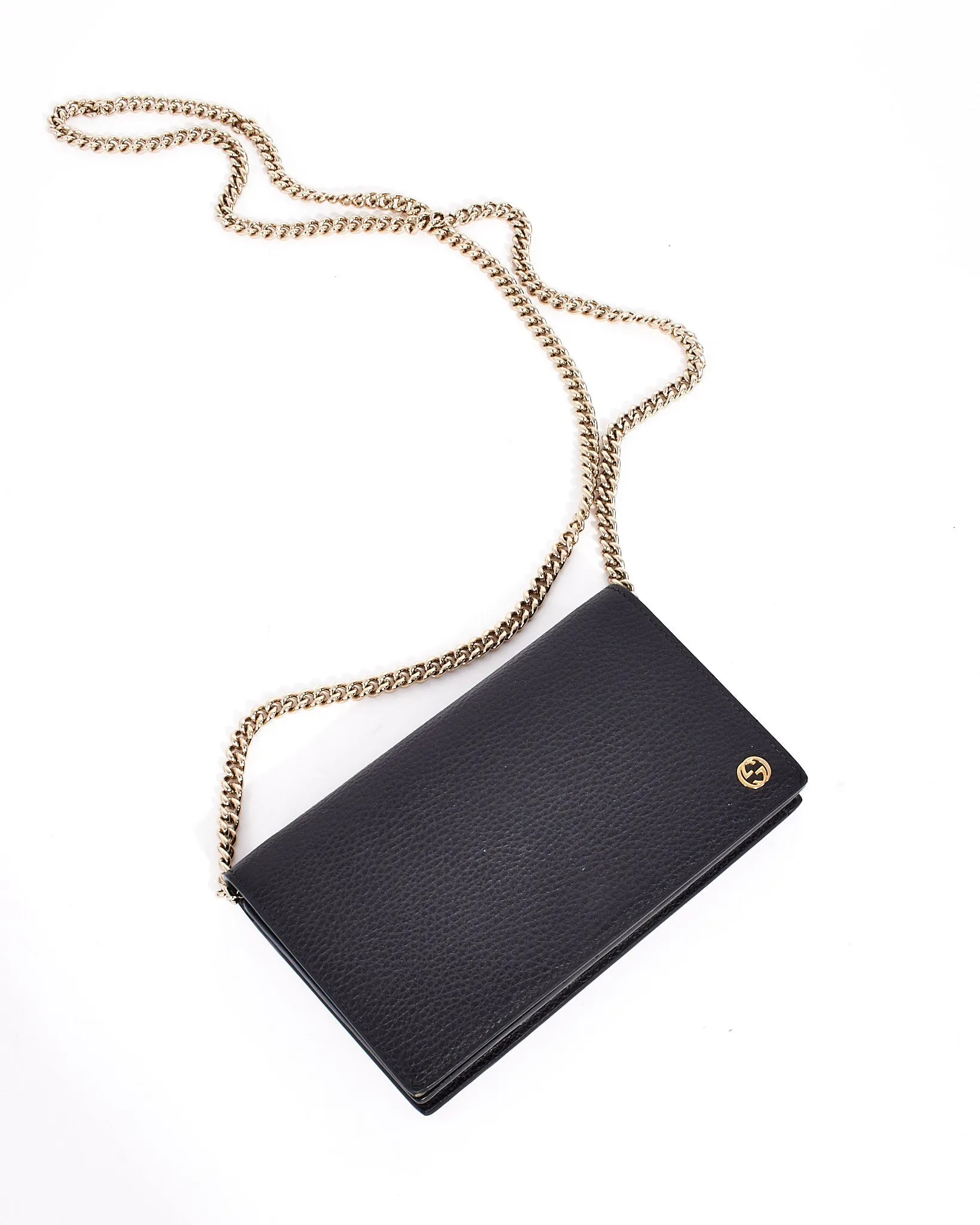 Gucci Black Leather Betty Wallet on Chain