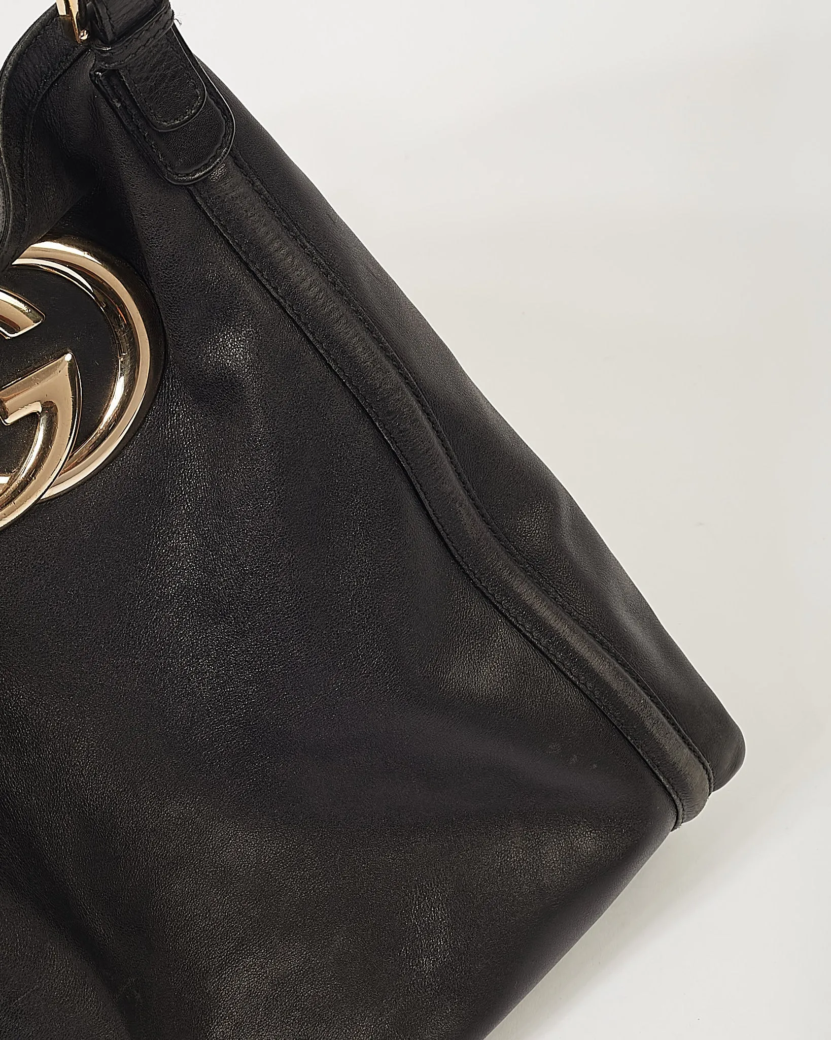 Gucci Black Leather GG Large Tote Bag