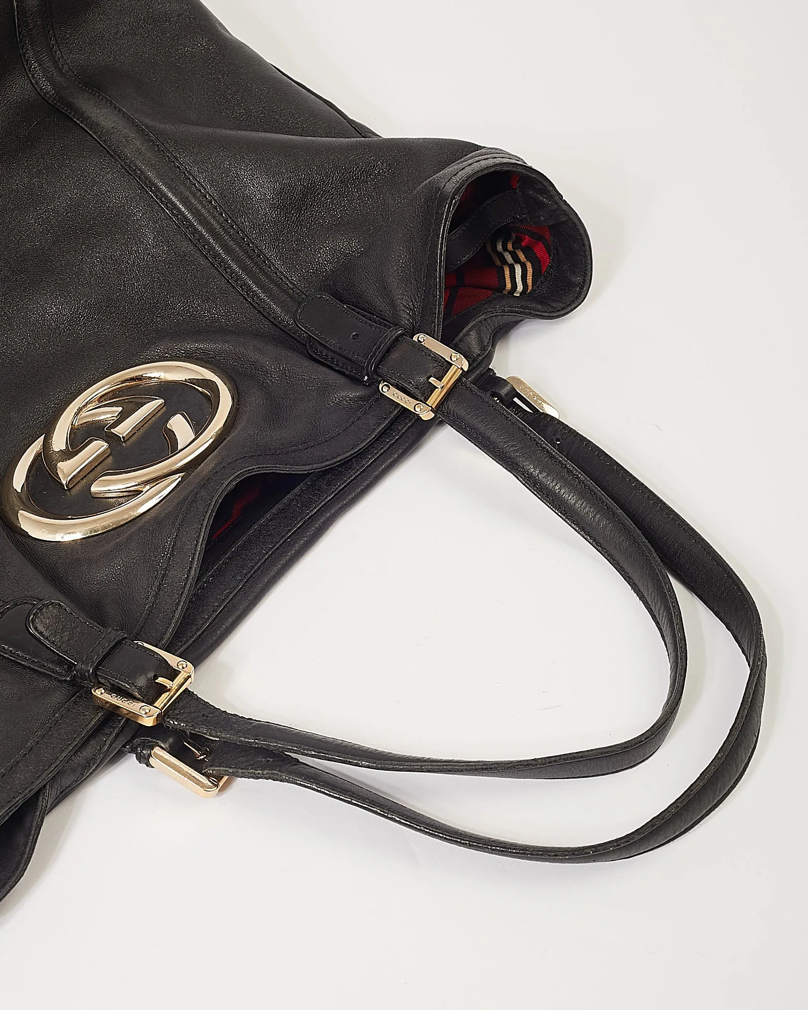 Gucci Black Leather GG Large Tote Bag