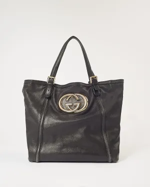 Gucci Black Leather GG Large Tote Bag
