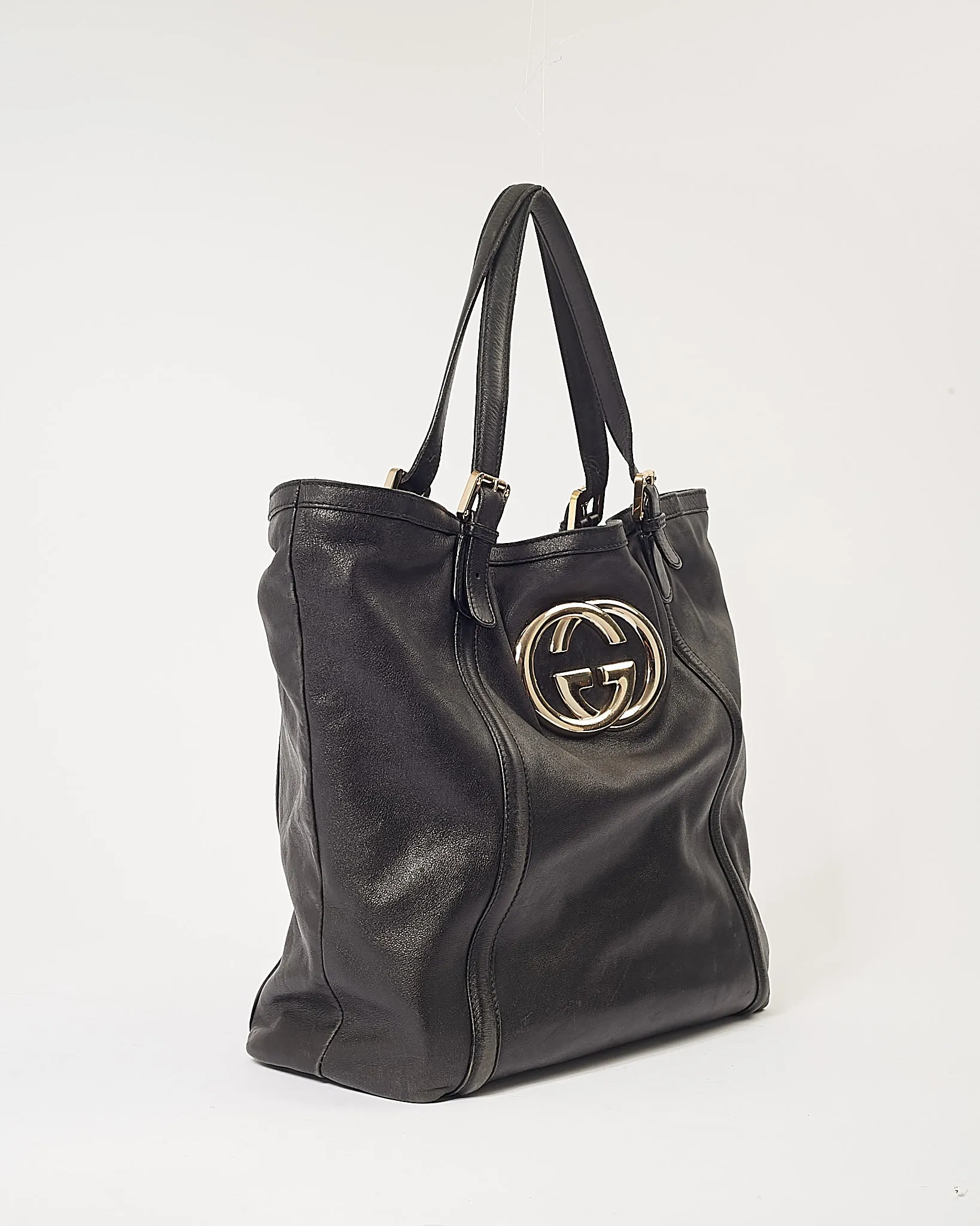 Gucci Black Leather GG Large Tote Bag