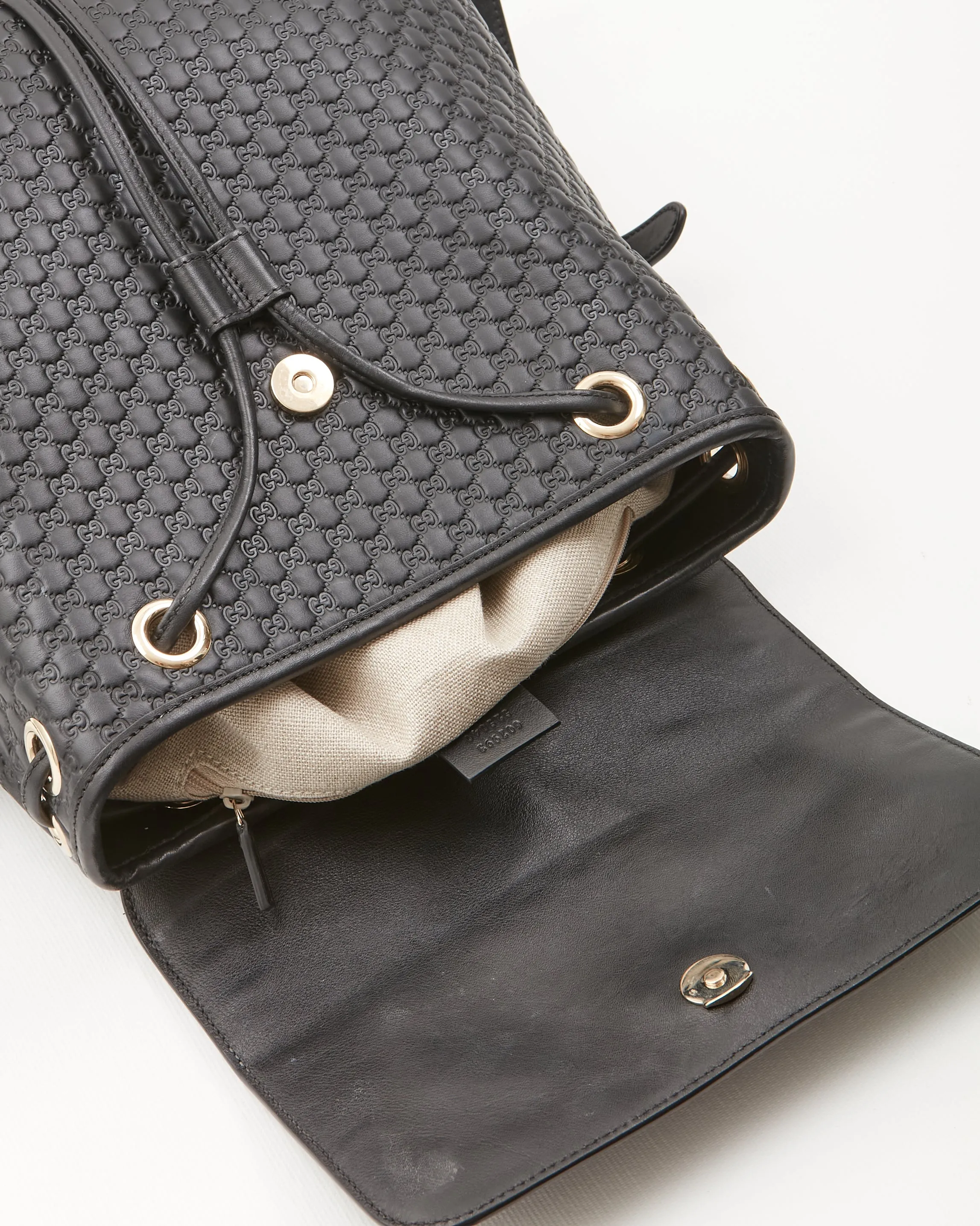Gucci Black Micro Guccissima Leather Rucksack Backpack