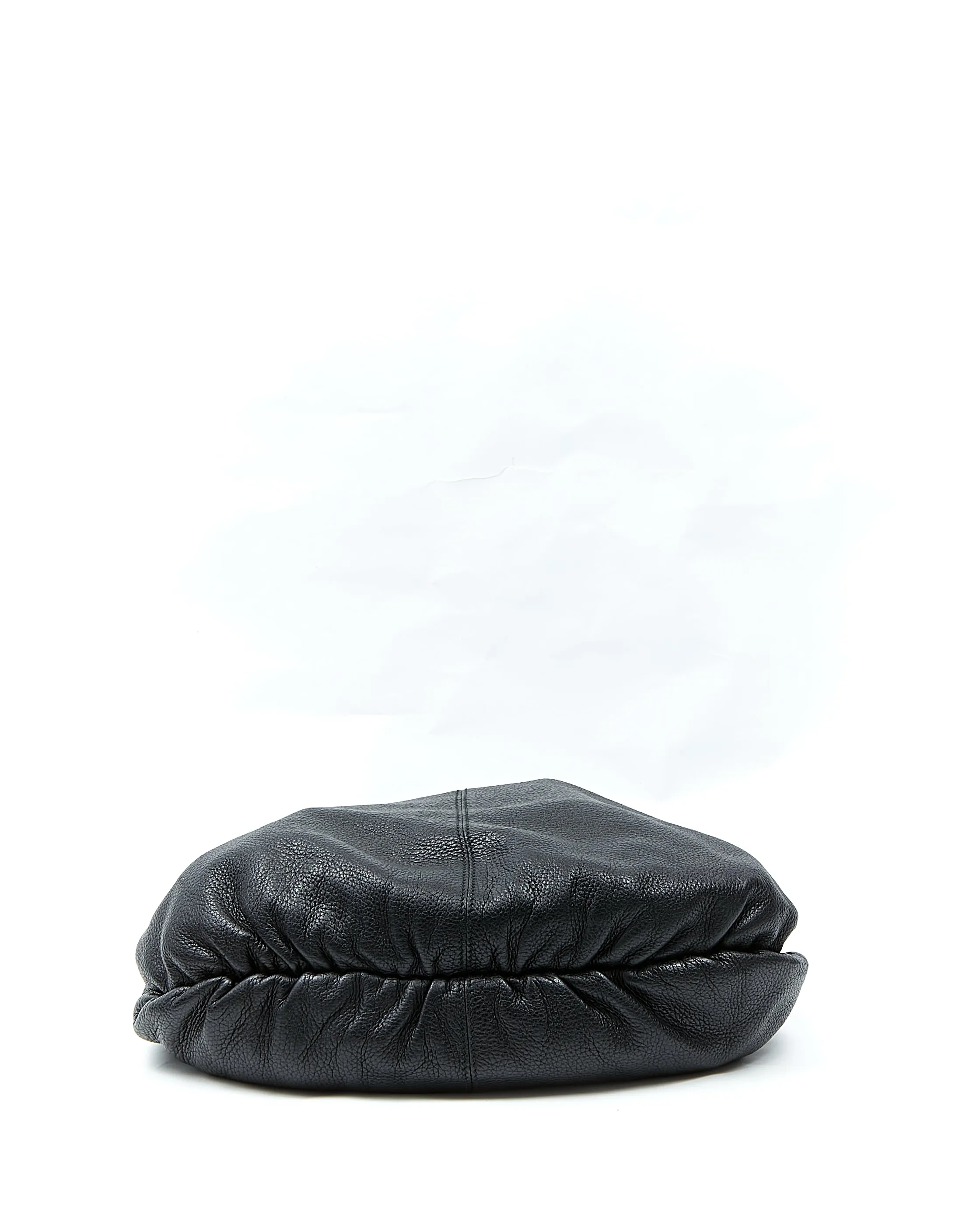 Gucci Black Pebbled Leather Bamboo Detail Shoulder Bag