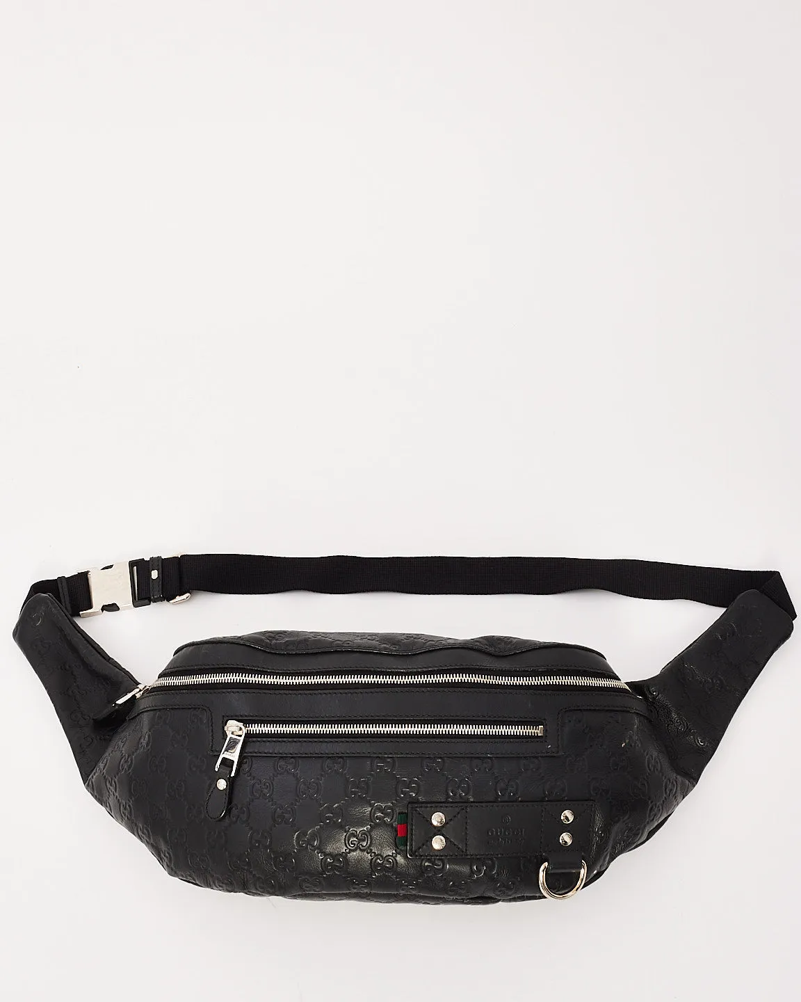 Gucci Black Signature G Embossed Leather Shimaline Shelly Bum Bag