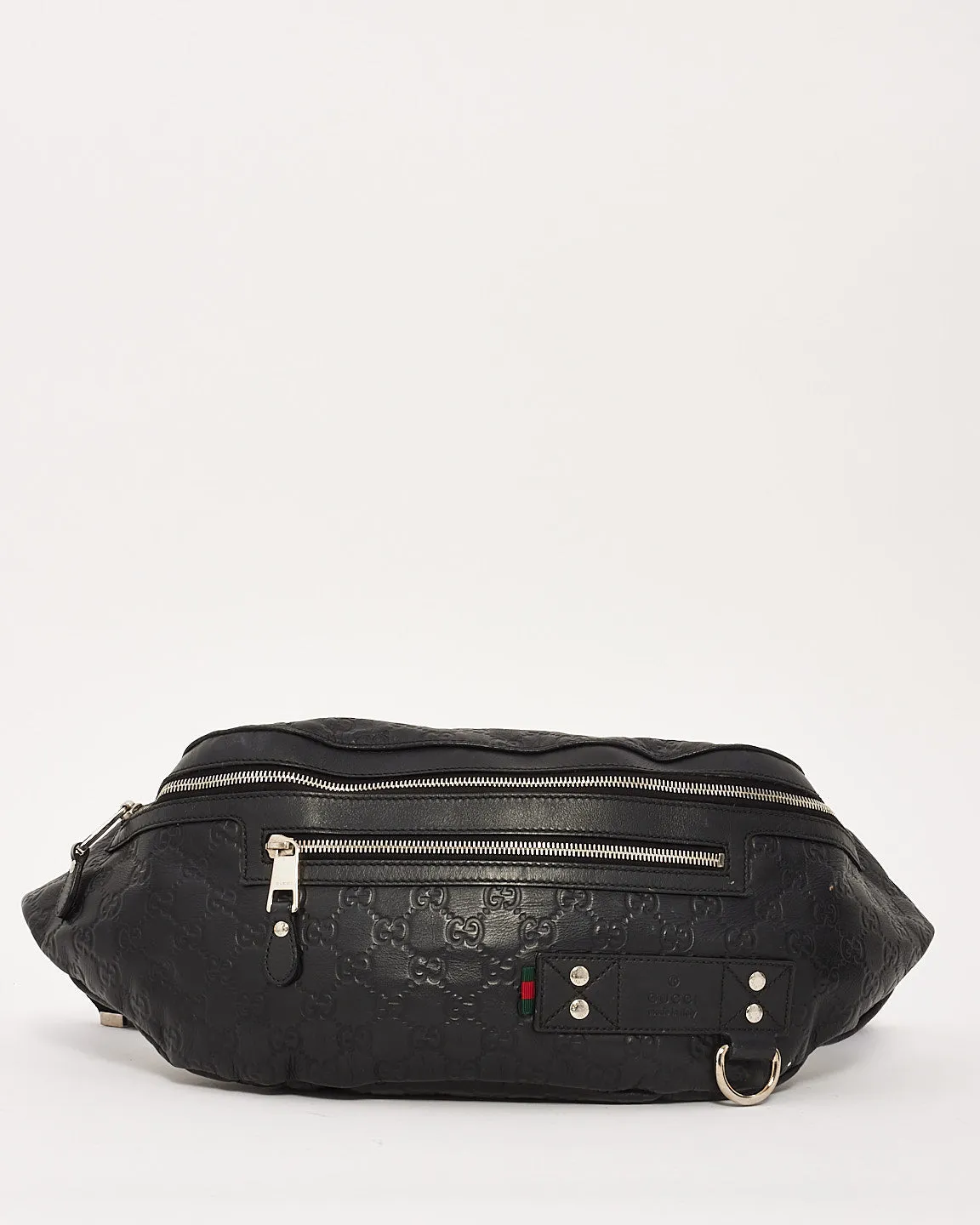 Gucci Black Signature G Embossed Leather Shimaline Shelly Bum Bag