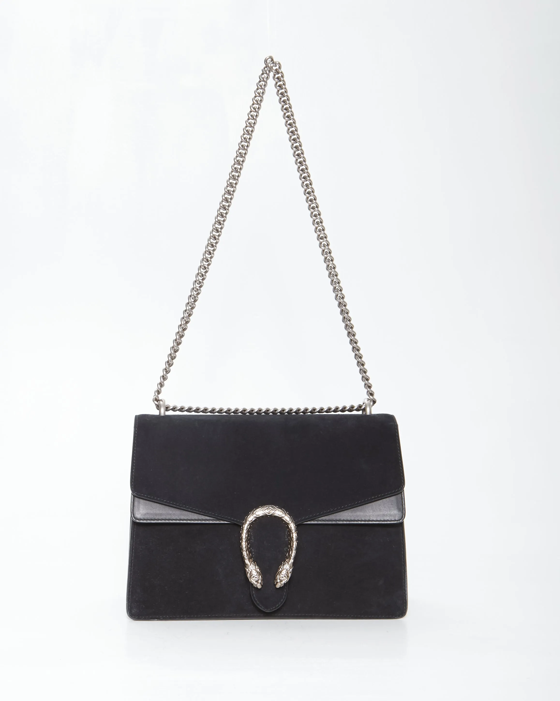 Gucci Black Suede Medium Dionysus Chain Shoulder Bag