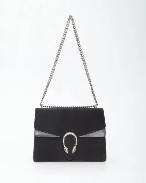 Gucci Black Suede Medium Dionysus Chain Shoulder Bag