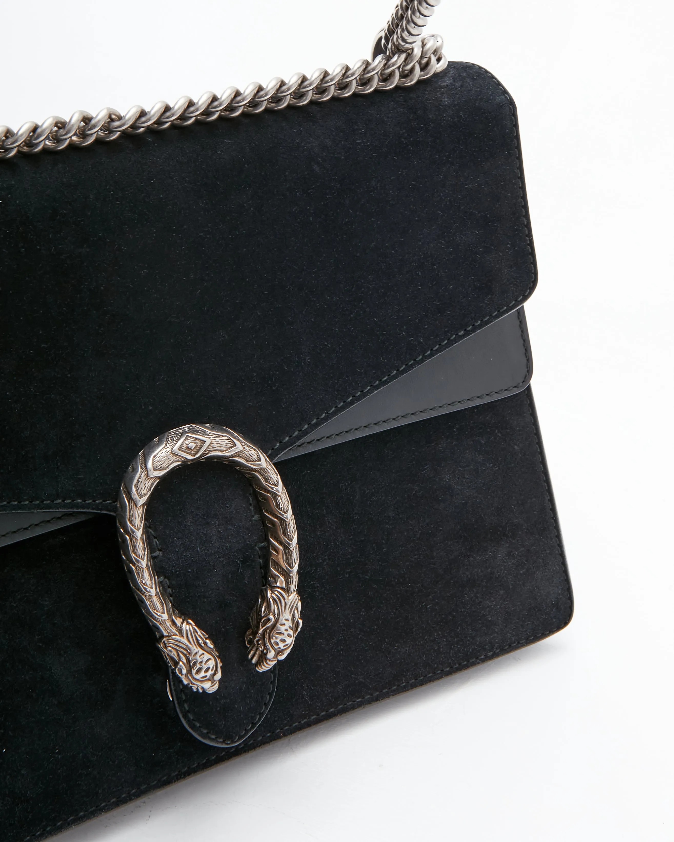 Gucci Black Suede Medium Dionysus Chain Shoulder Bag