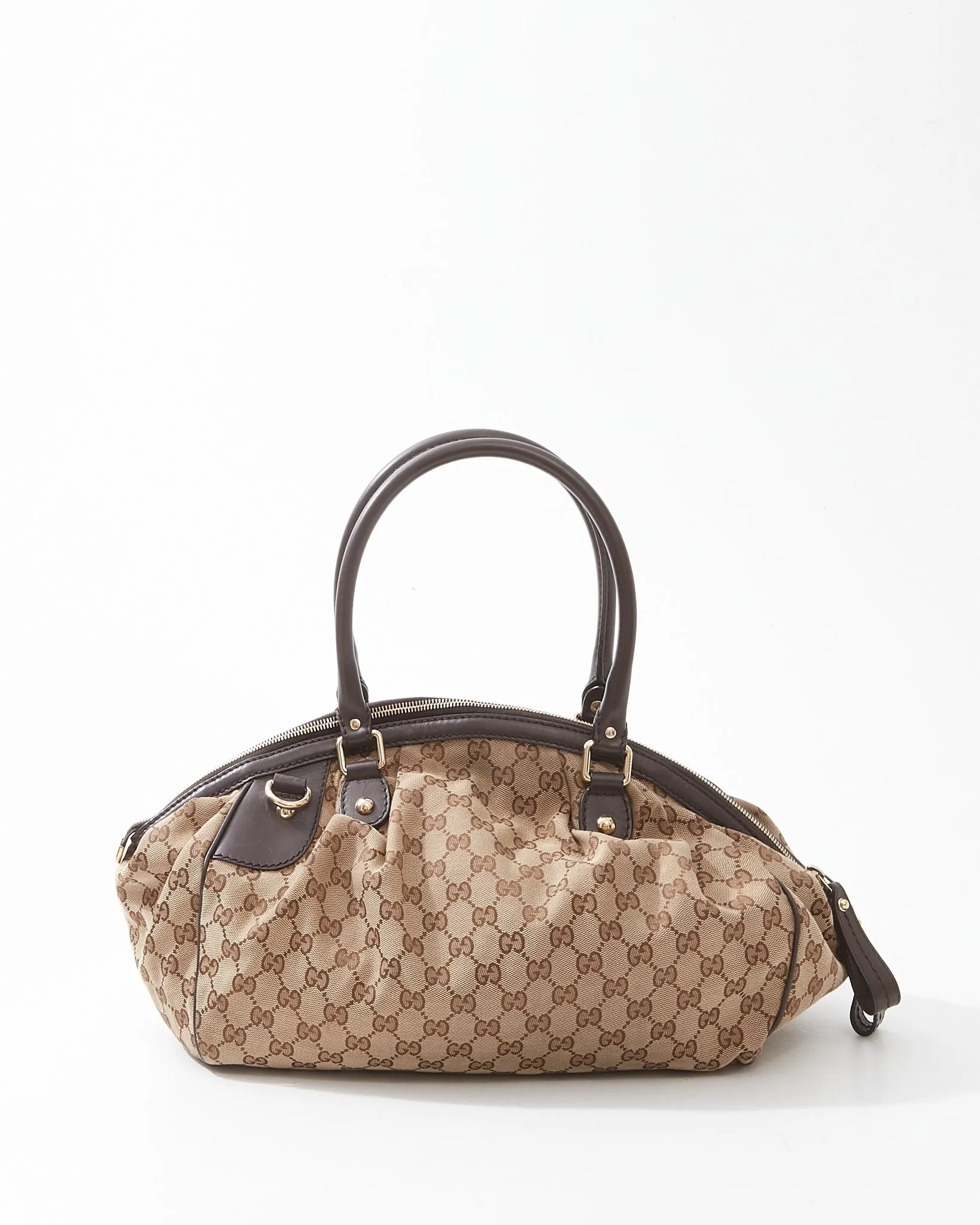 Gucci Brown Canvas GG Top Handle Bag