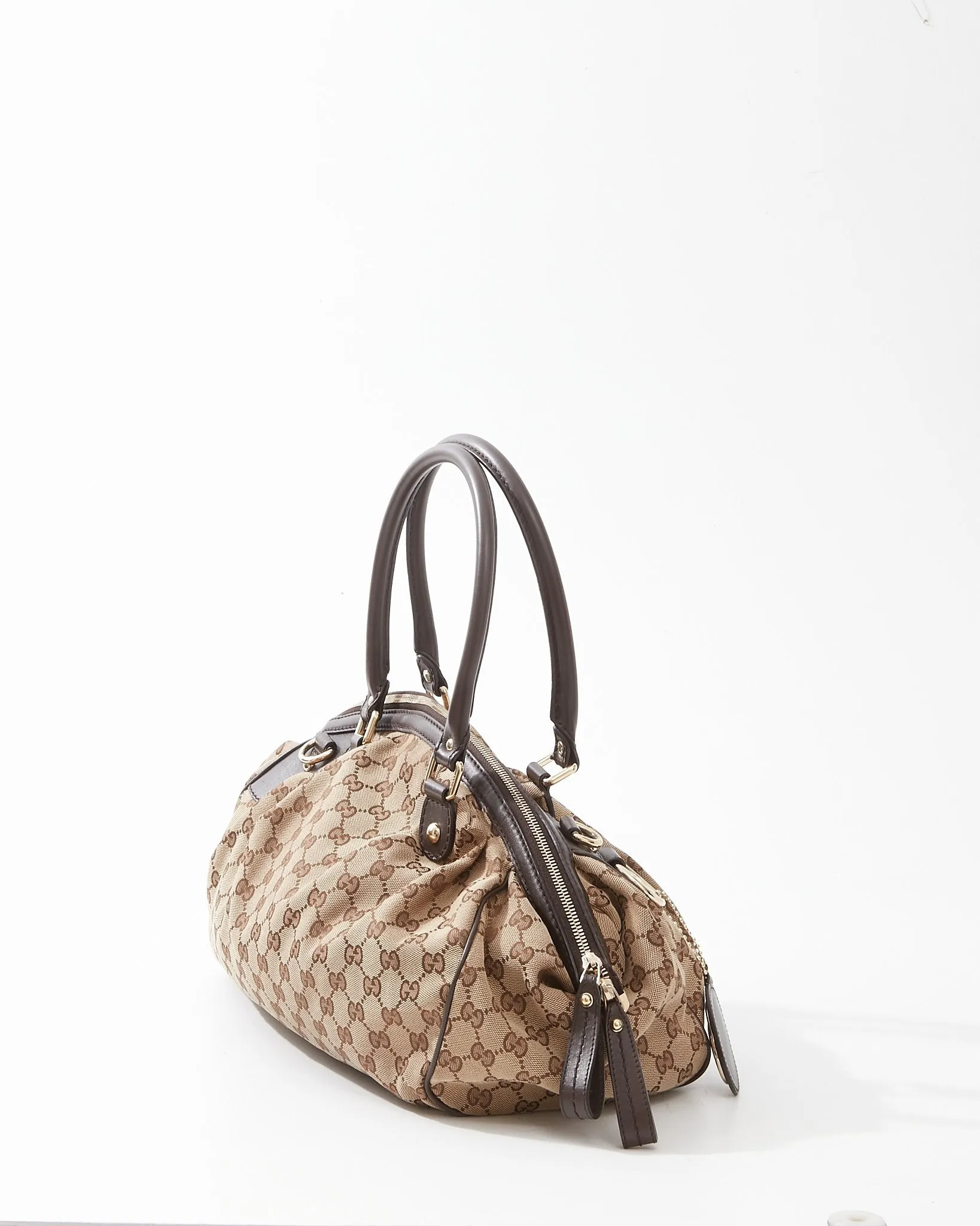 Gucci Brown Canvas GG Top Handle Bag