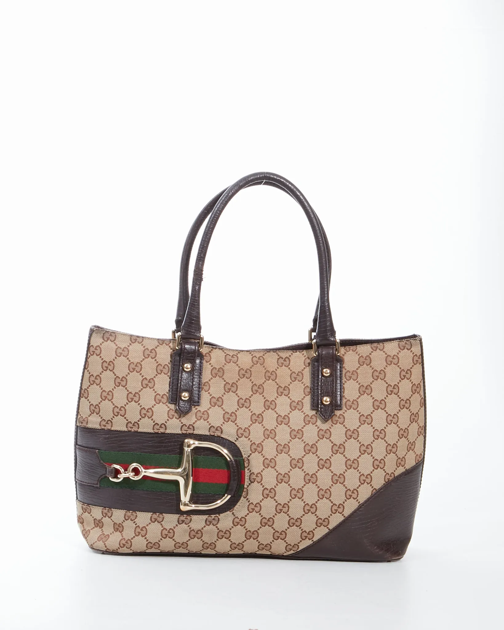 Gucci Brown GG Canvas Horsebit Détail Tote Bag