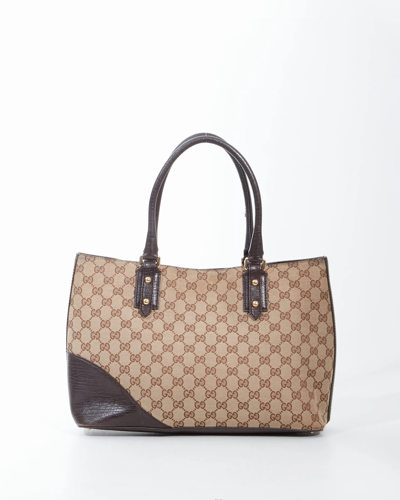 Gucci Brown GG Canvas Horsebit Détail Tote Bag