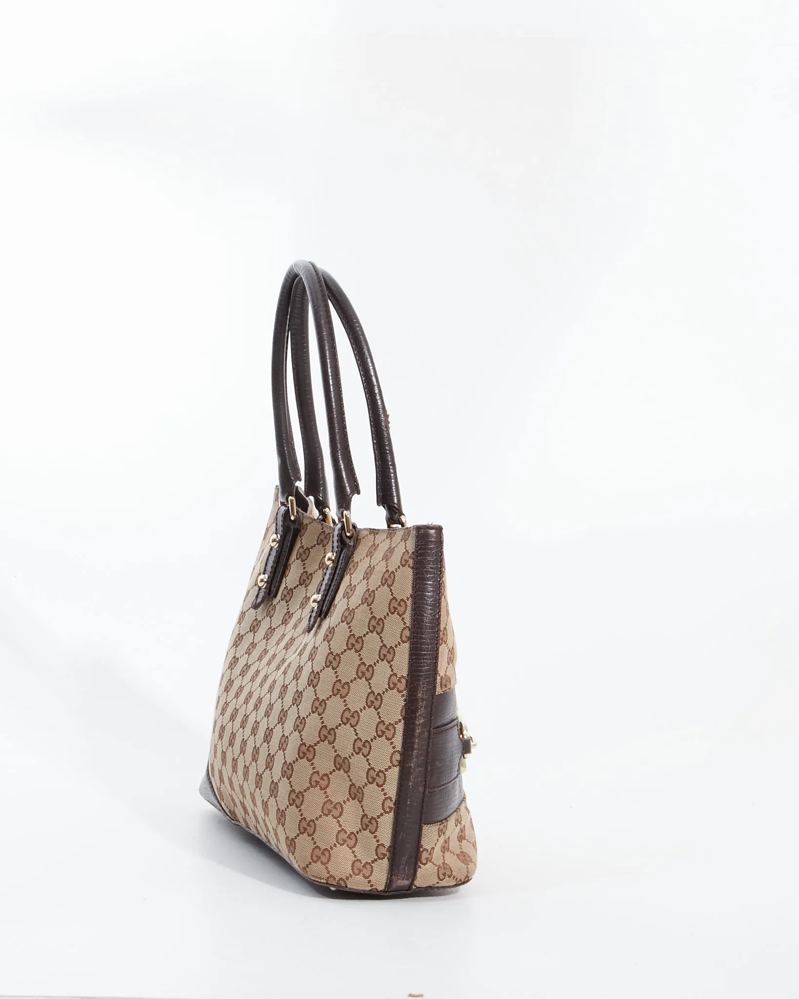 Gucci Brown GG Canvas Horsebit Détail Tote Bag