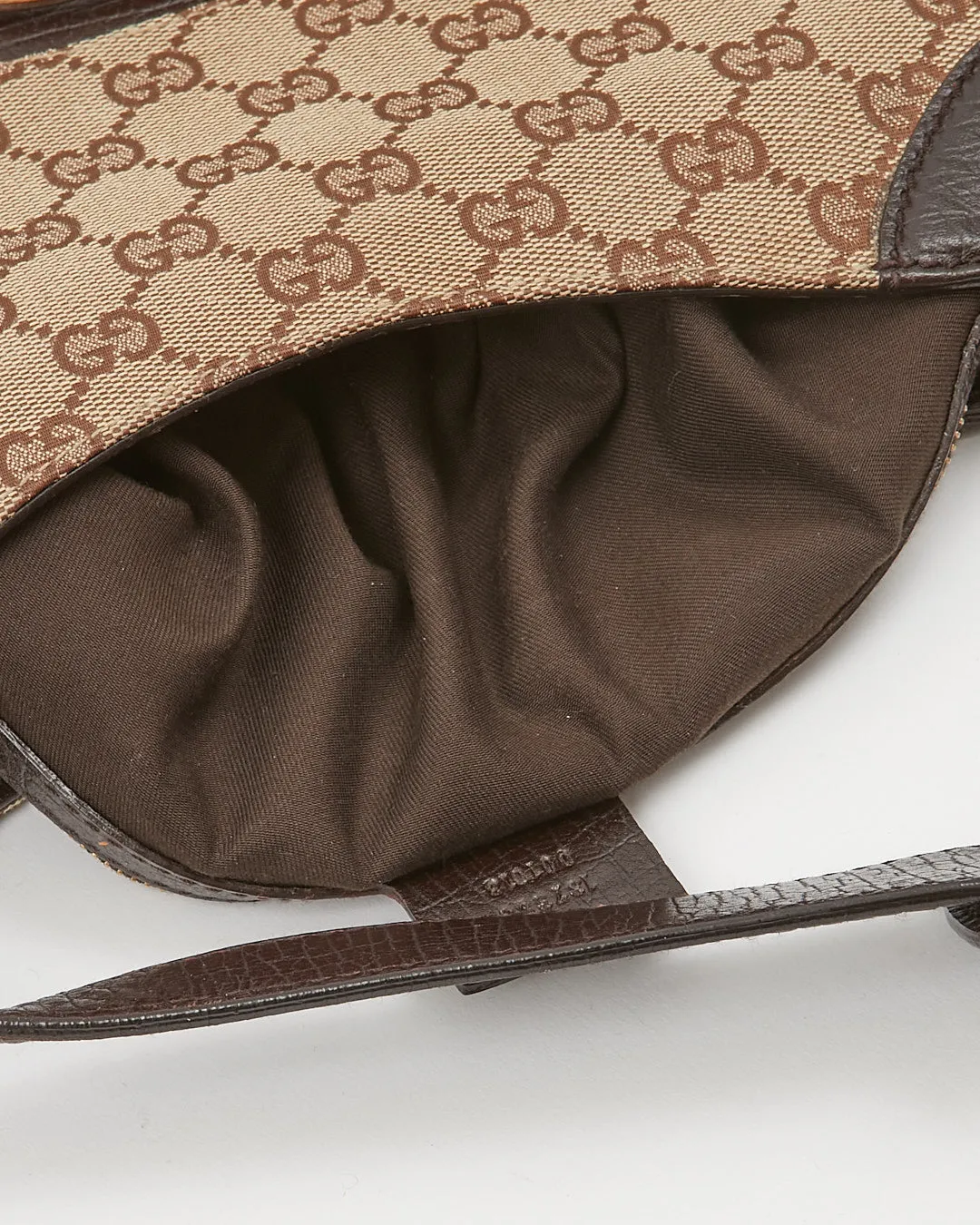 Gucci Brown GG Supreme Web Detail Horsebit Shoulder Bag