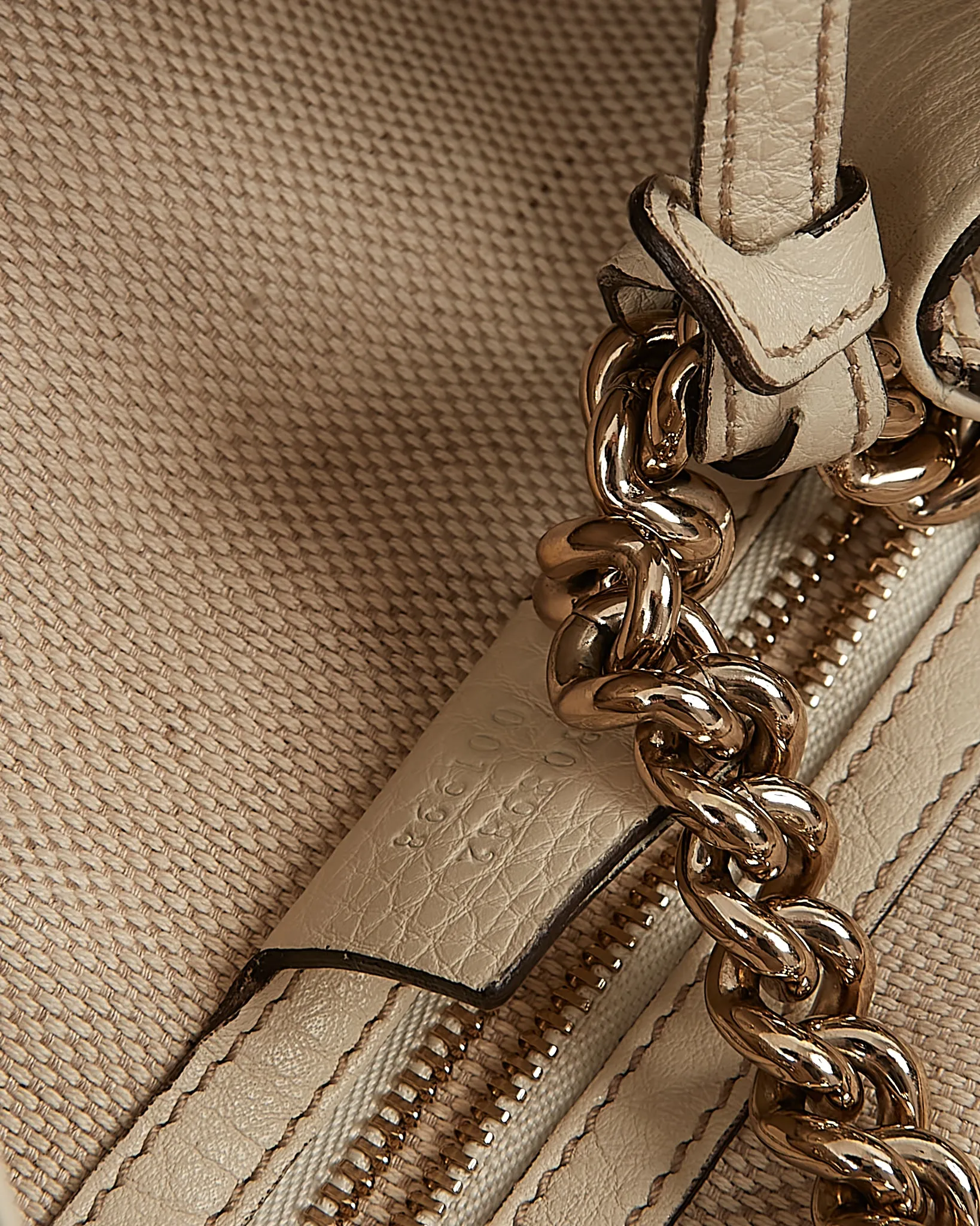 Gucci Cream Leather Soho Chain Shoulder Medium Bag