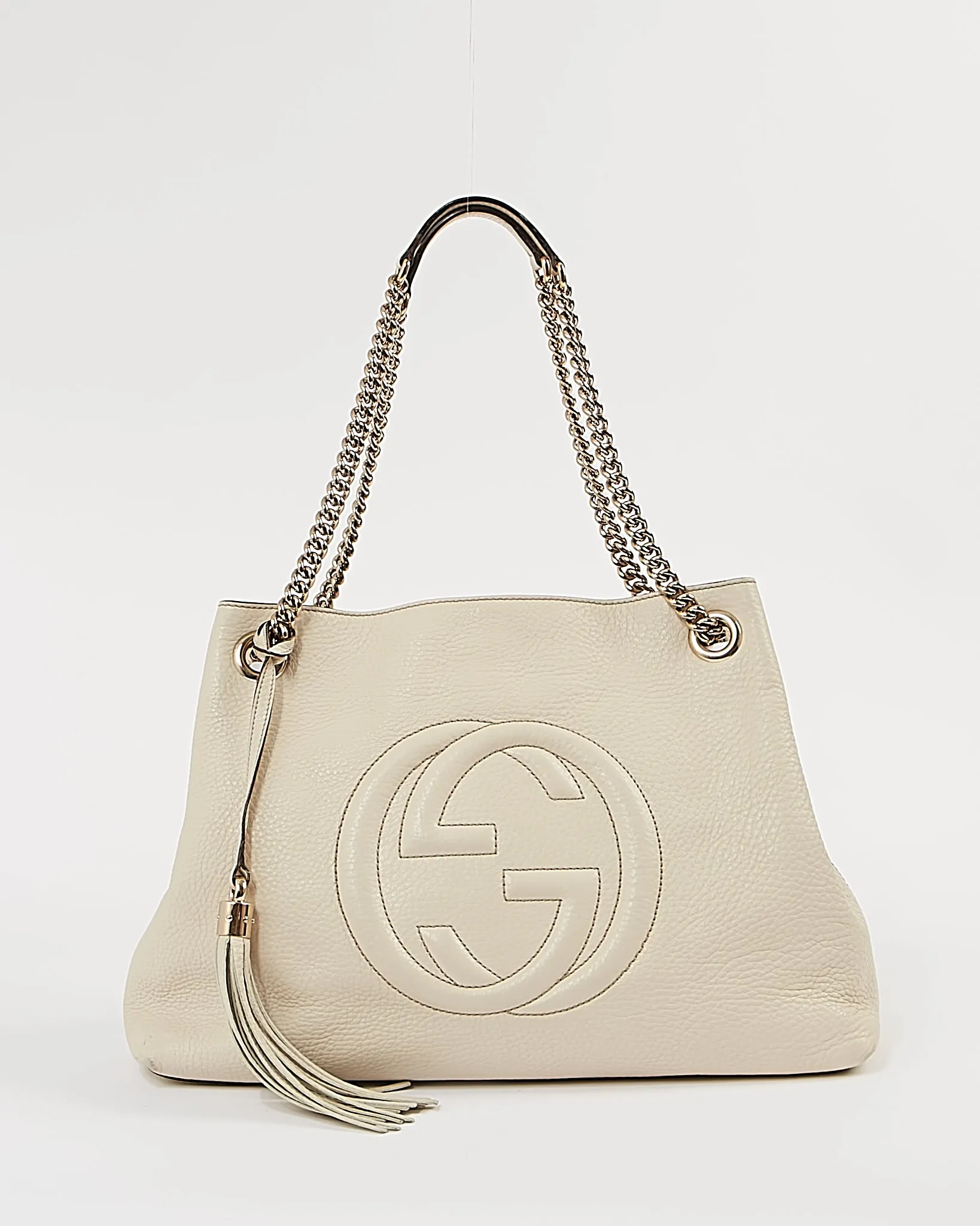 Gucci Cream Leather Soho Chain Shoulder Medium Bag