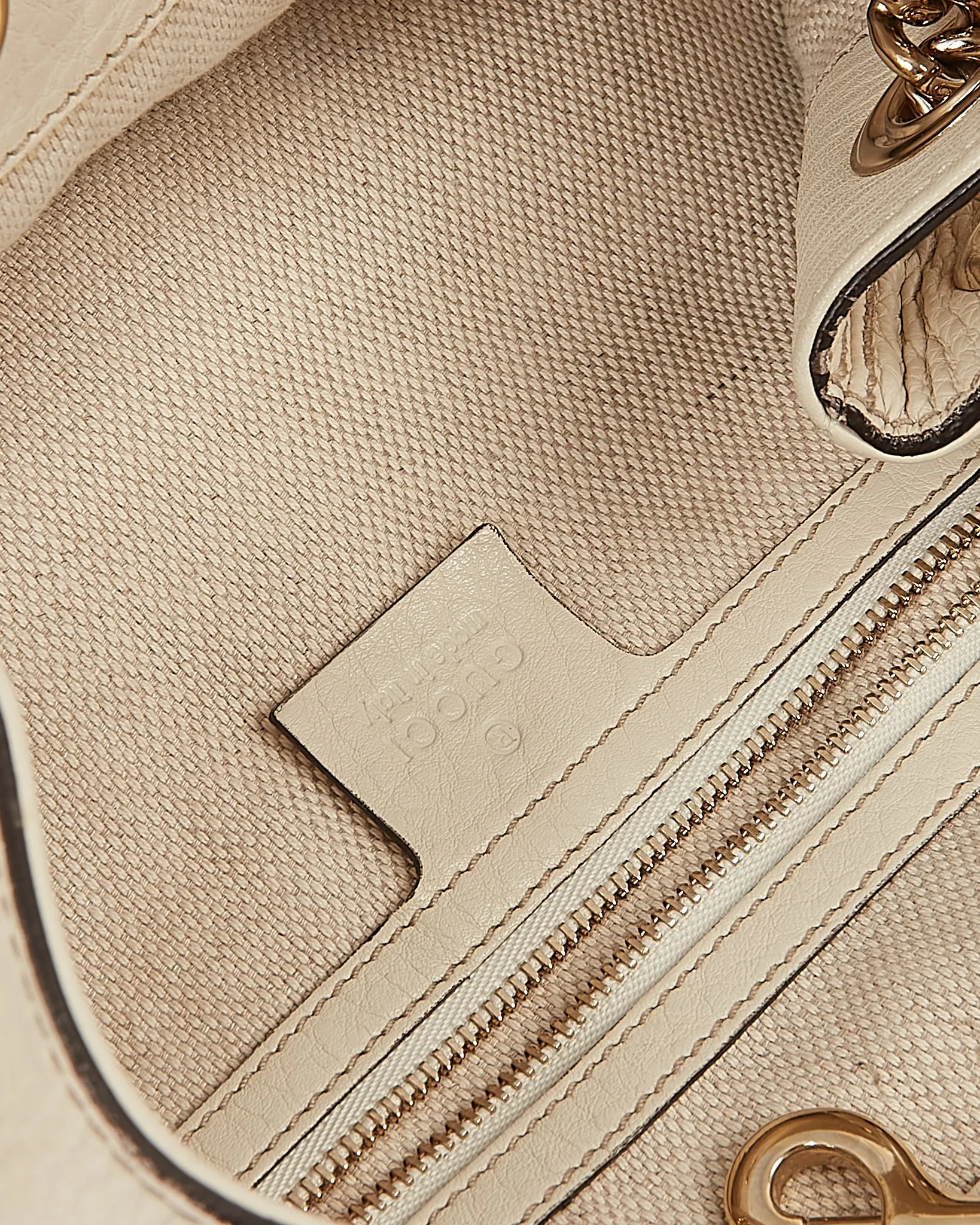 Gucci Cream Leather Soho Chain Shoulder Medium Bag