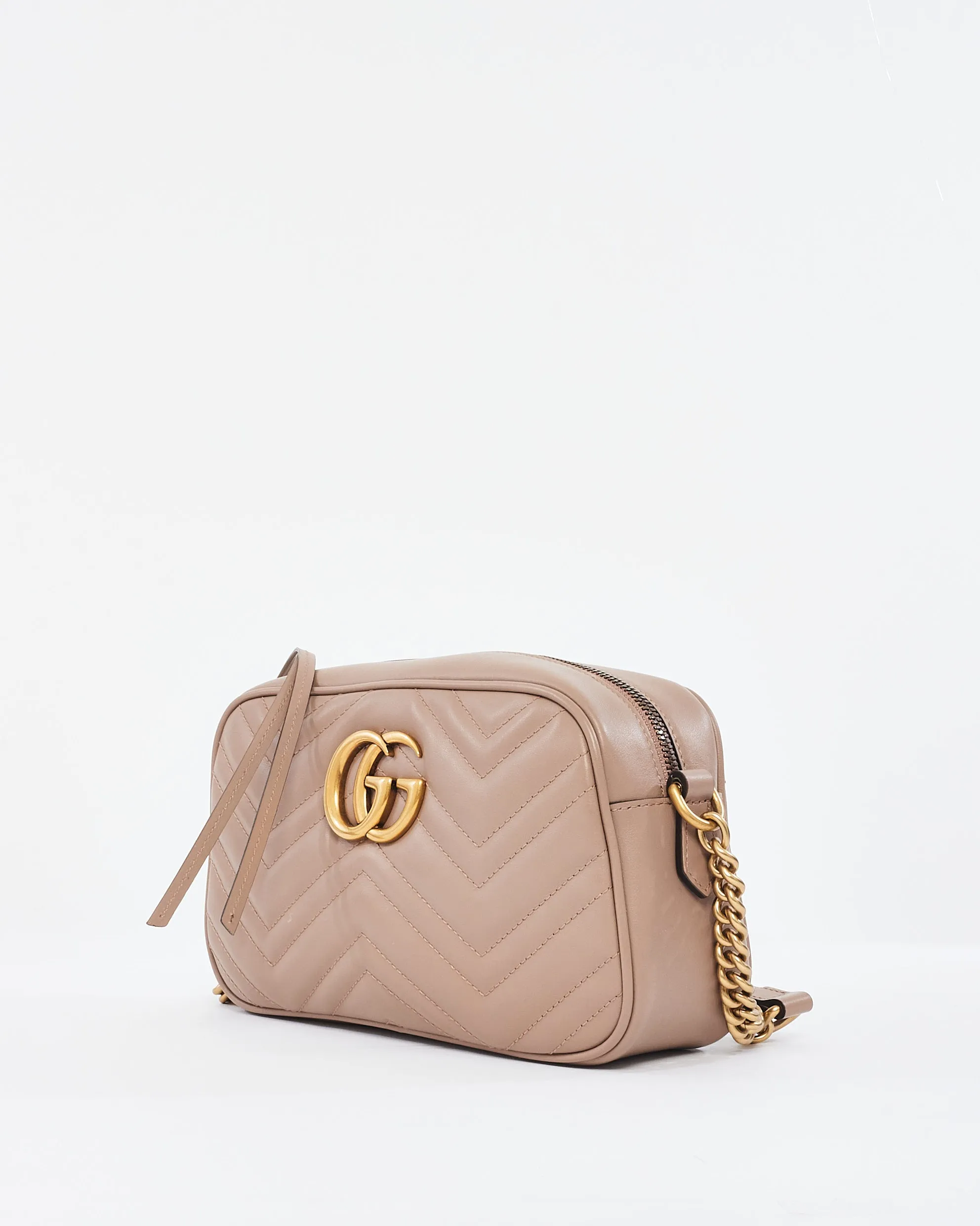 Gucci Dusty Pink Matlassée Leather Small Marmont Camera Bag