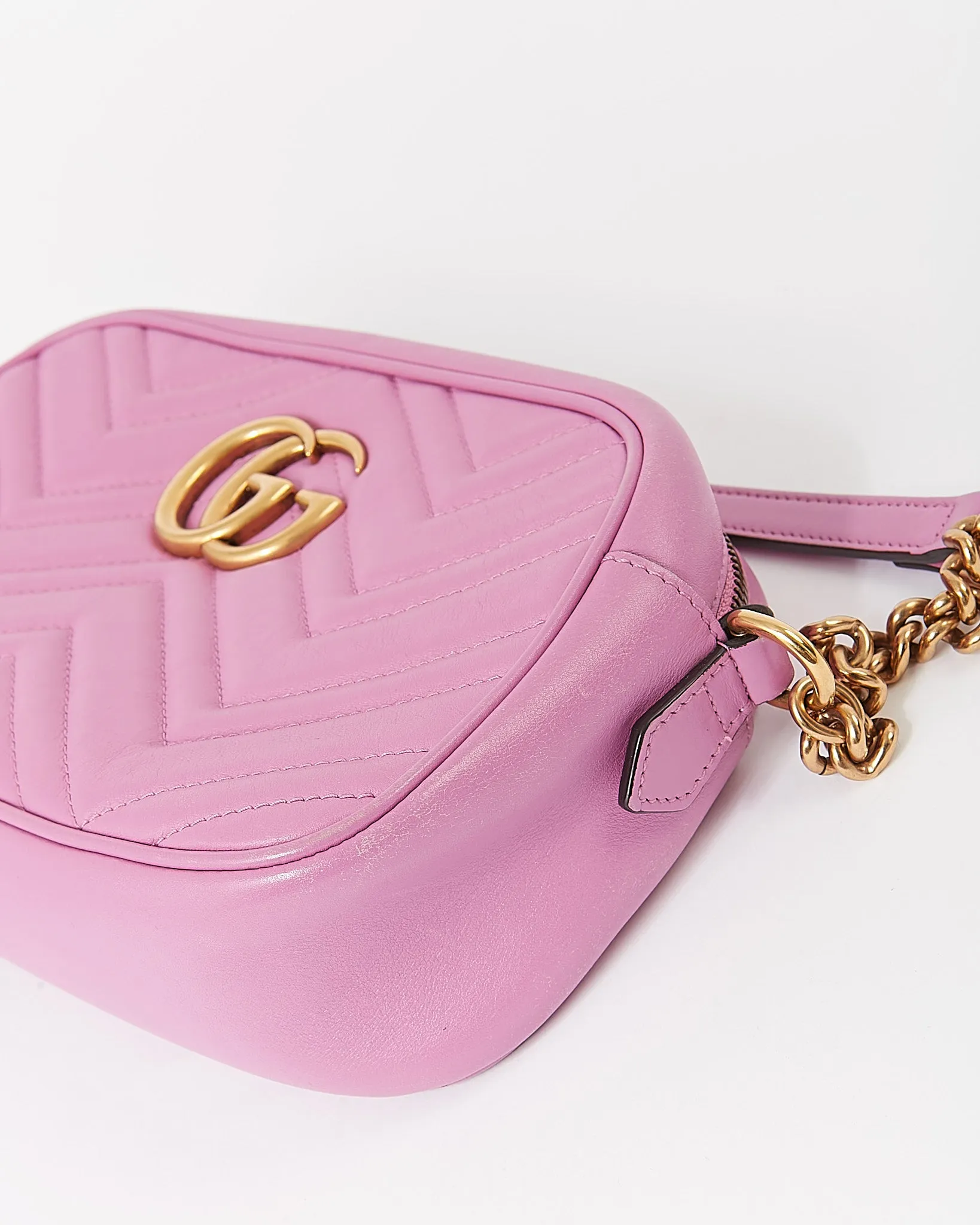 Gucci Purple Small Matelasse GG Marmont Chevron Camera Bag