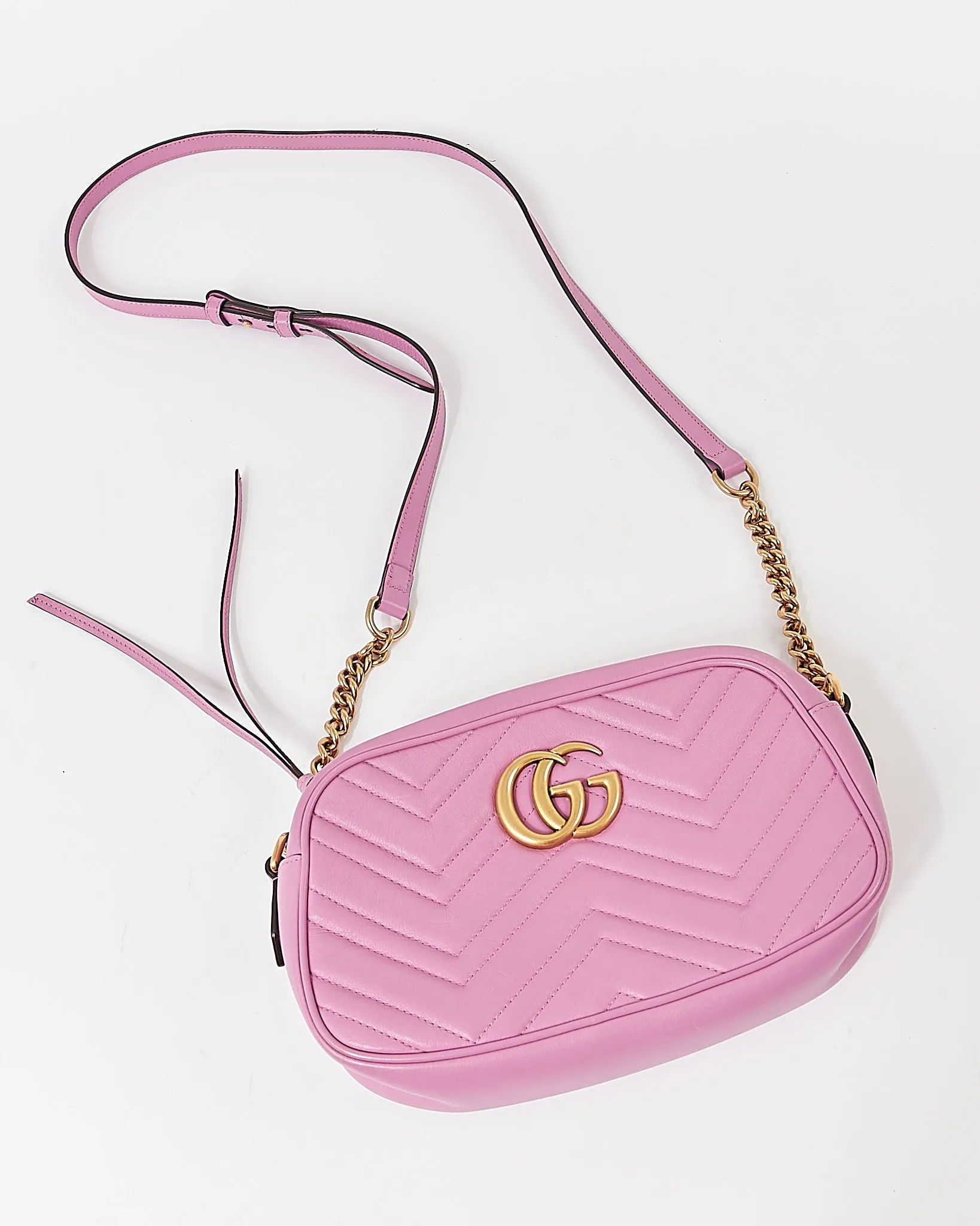 Gucci Purple Small Matelasse GG Marmont Chevron Camera Bag