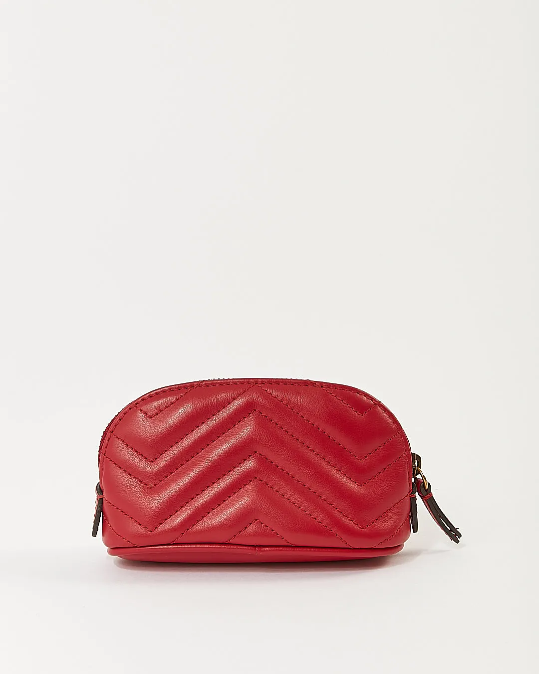 Gucci Red Leather Matelasse GG Marmont Chain Pouch