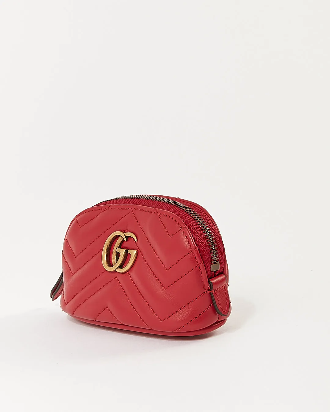 Gucci Red Leather Matelasse GG Marmont Chain Pouch
