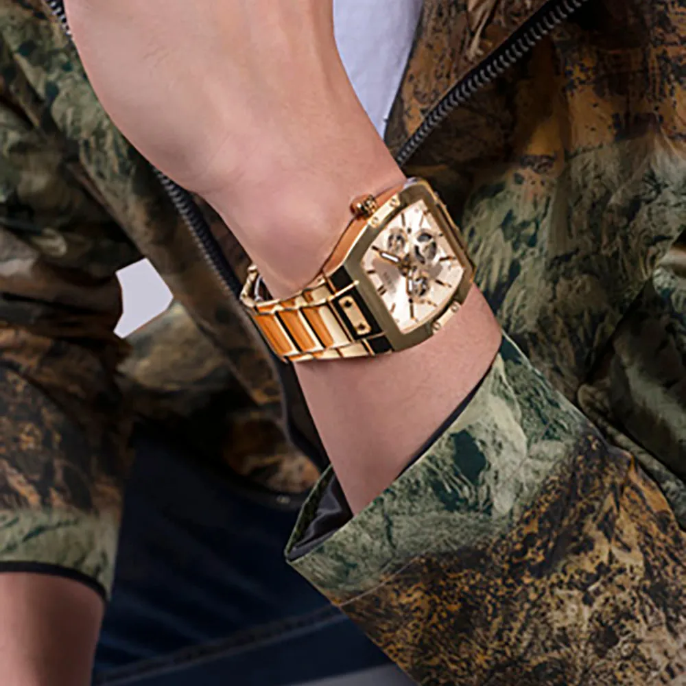 Guess Men's Watch Gold Tone Case Quartz
