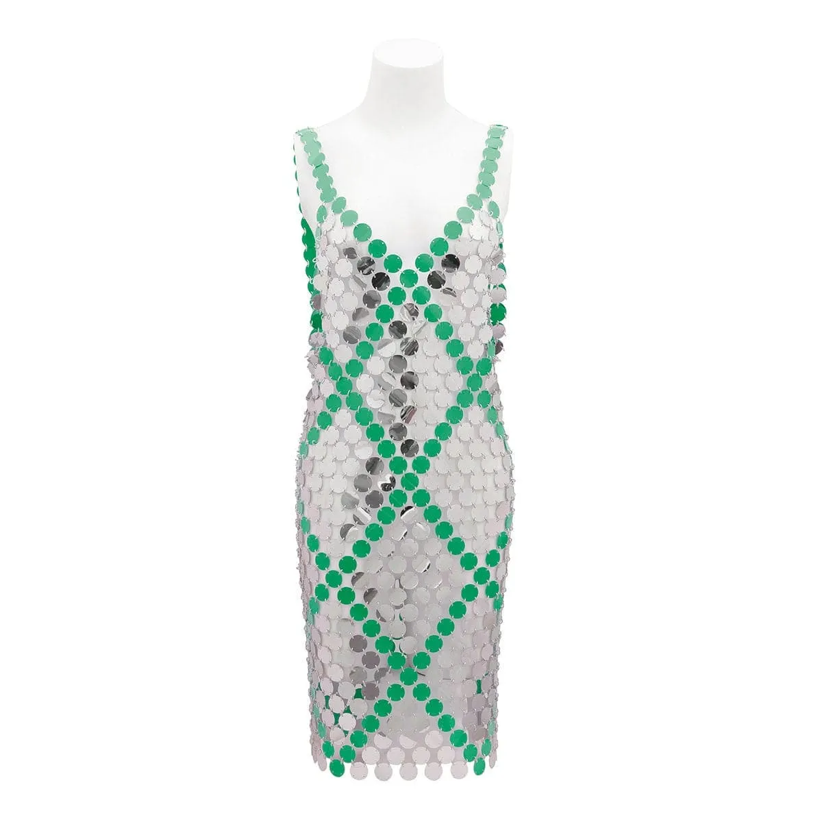 Handmade Two-tone Squamous Sequins Patchwork Rave Party Midi Dress