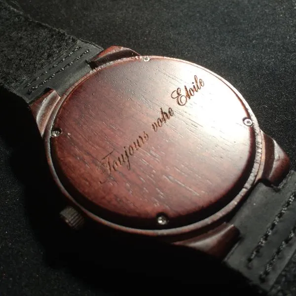 Hawk Dark Sandalwood Minimalist Wood Watch - Gunmetal Gray Dial, Sapphire Crystal, Swiss Quartz Movement | Skyline Series
