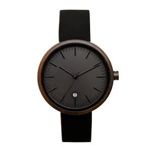 Hawk Dark Sandalwood Minimalist Wood Watch - Gunmetal Gray Dial, Sapphire Crystal, Swiss Quartz Movement | Skyline Series