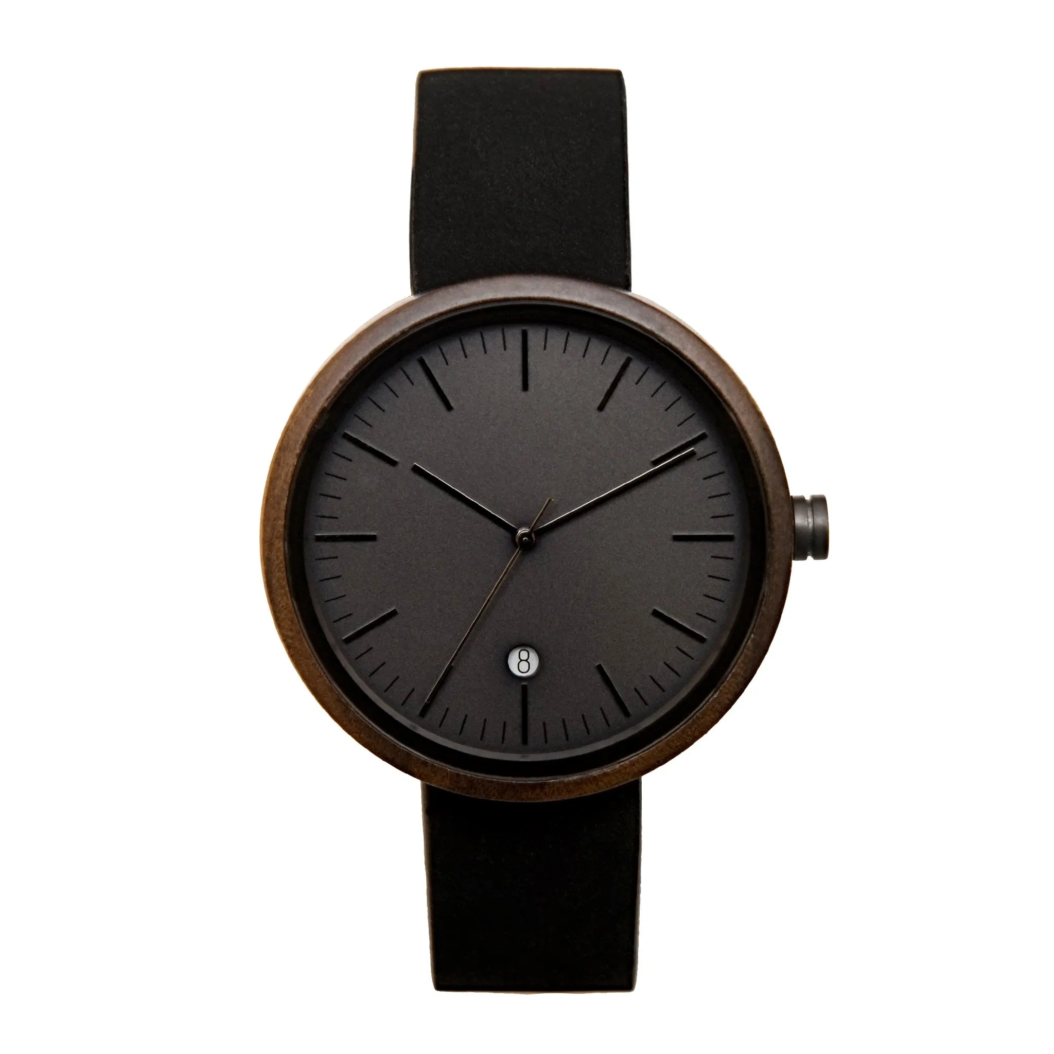 Hawk Dark Sandalwood Minimalist Wood Watch - Gunmetal Gray Dial, Sapphire Crystal, Swiss Quartz Movement | Skyline Series