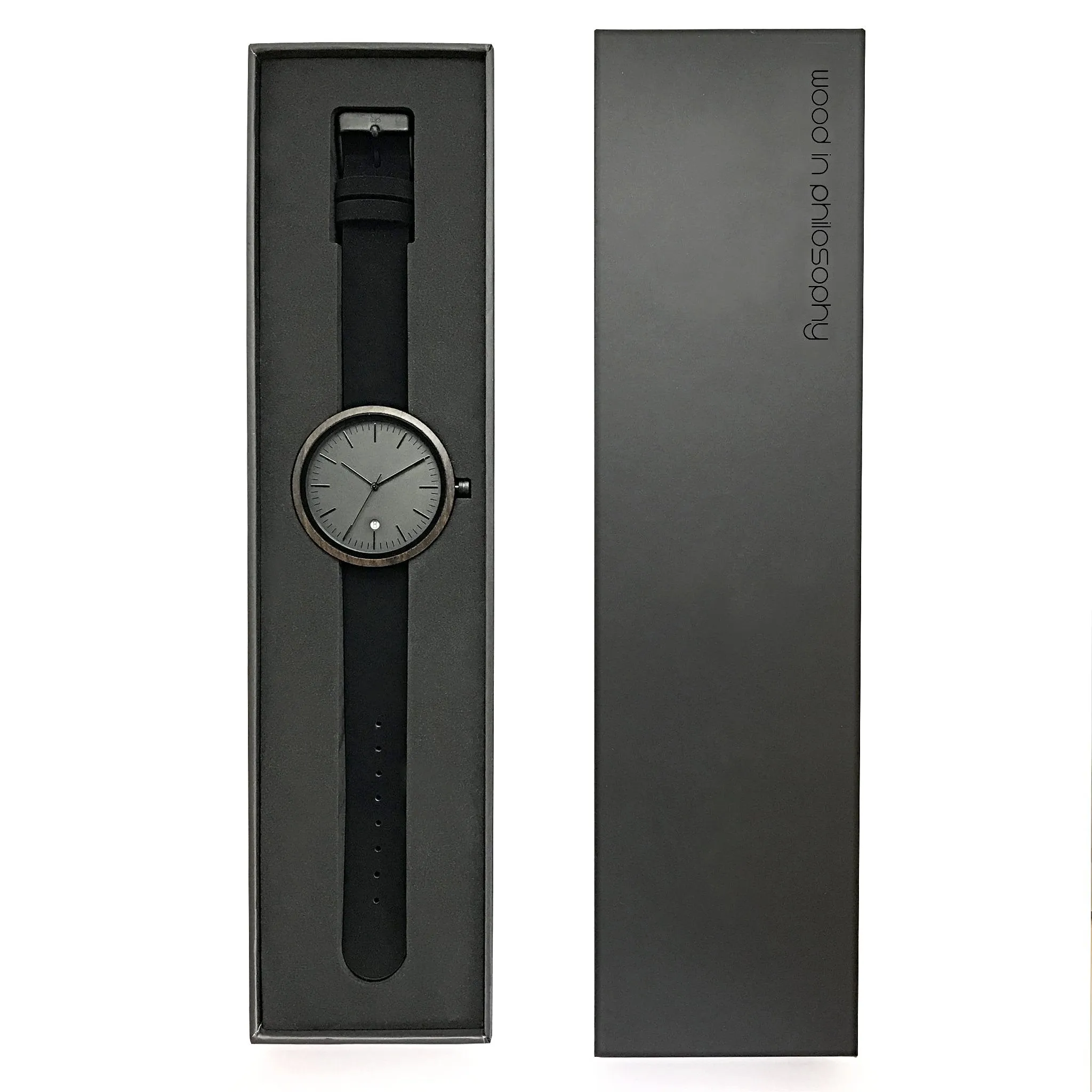 Hawk Dark Sandalwood Minimalist Wood Watch - Gunmetal Gray Dial, Sapphire Crystal, Swiss Quartz Movement | Skyline Series