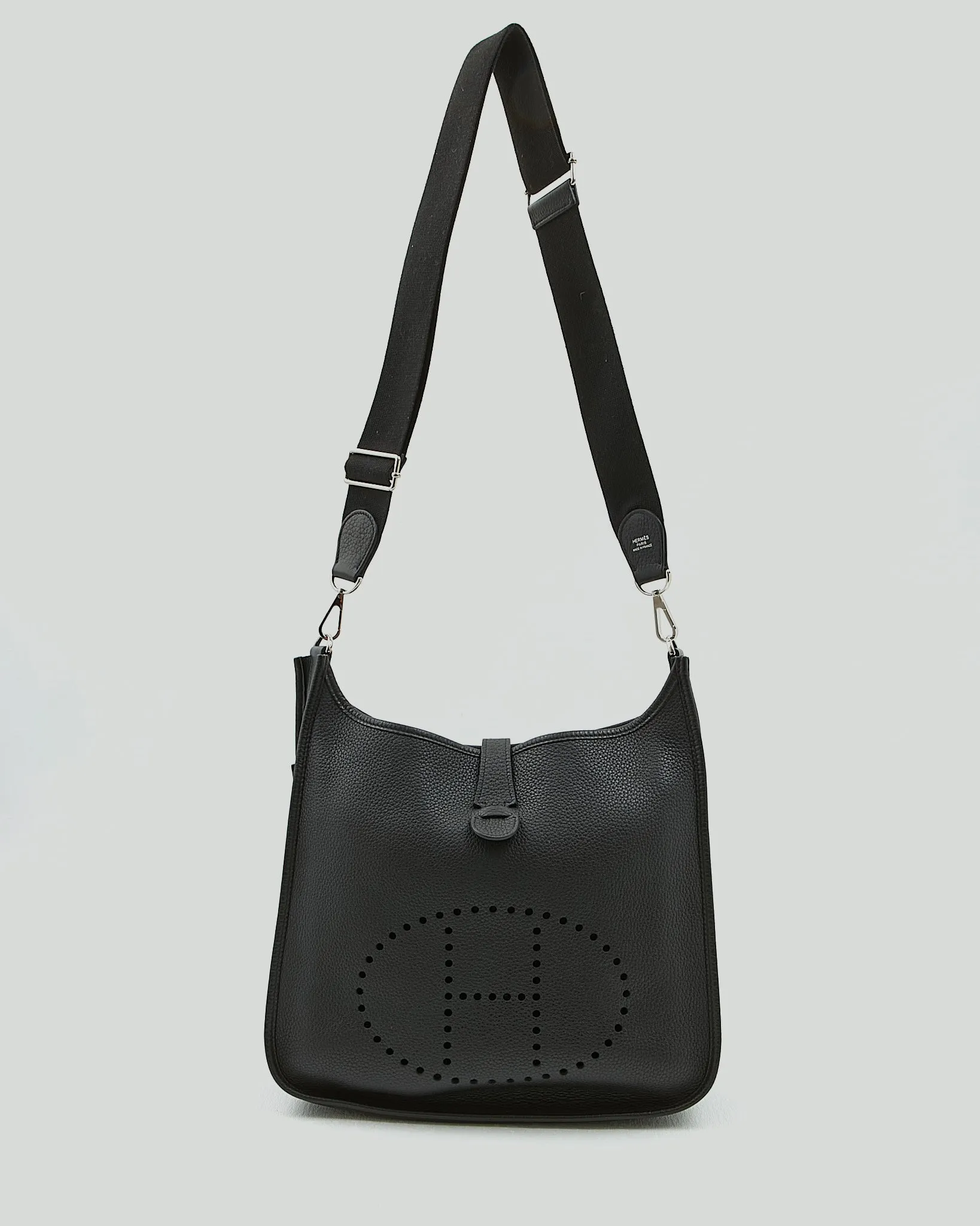 Hermes Black Clemence Palladium Evelyne GM 33 III Bag