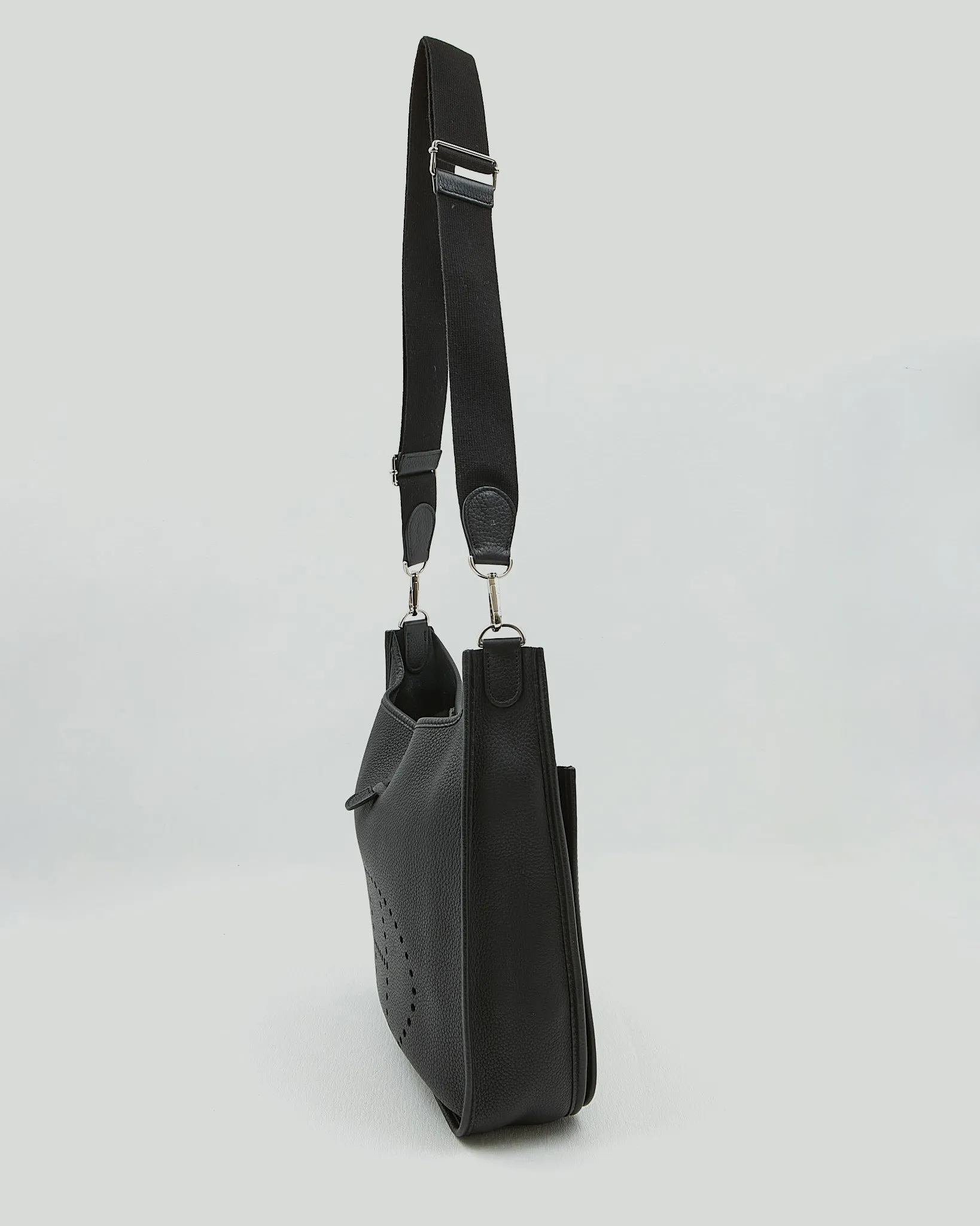 Hermes Black Clemence Palladium Evelyne GM 33 III Bag