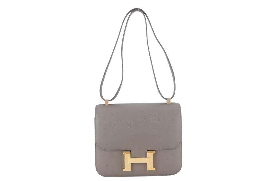 HERMES CONSTANCE 24 GRIS ETAIN EPSOM LEATHER GOLD HARDWARE STAMP D (YEAR 2019) WITH DUST COVER