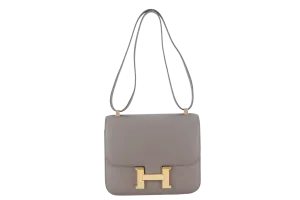 HERMES CONSTANCE 24 GRIS ETAIN EPSOM LEATHER GOLD HARDWARE STAMP D (YEAR 2019) WITH DUST COVER