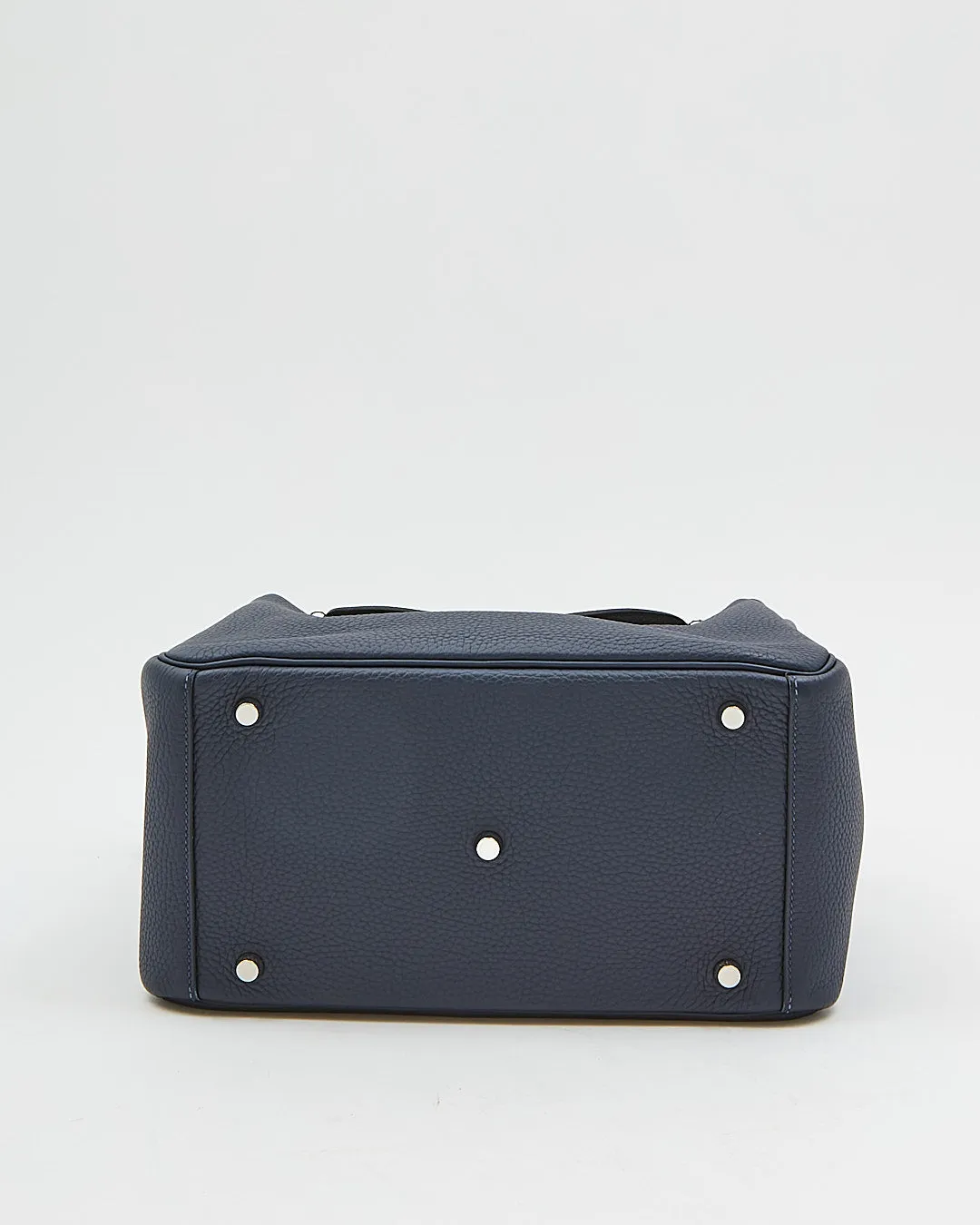 Hermes Navy Clemence Leather Palladium Lindy 30 Bag