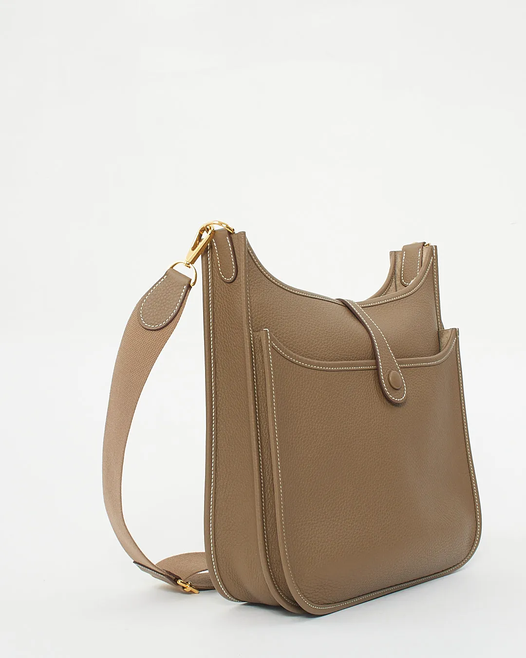 Hermès Etoupe Clémence Leather Evelyne III PM Bag