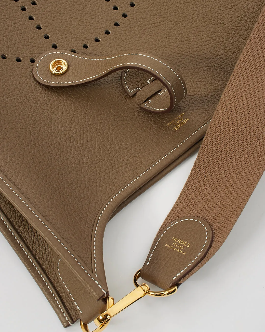 Hermès Etoupe Clémence Leather Evelyne III PM Bag