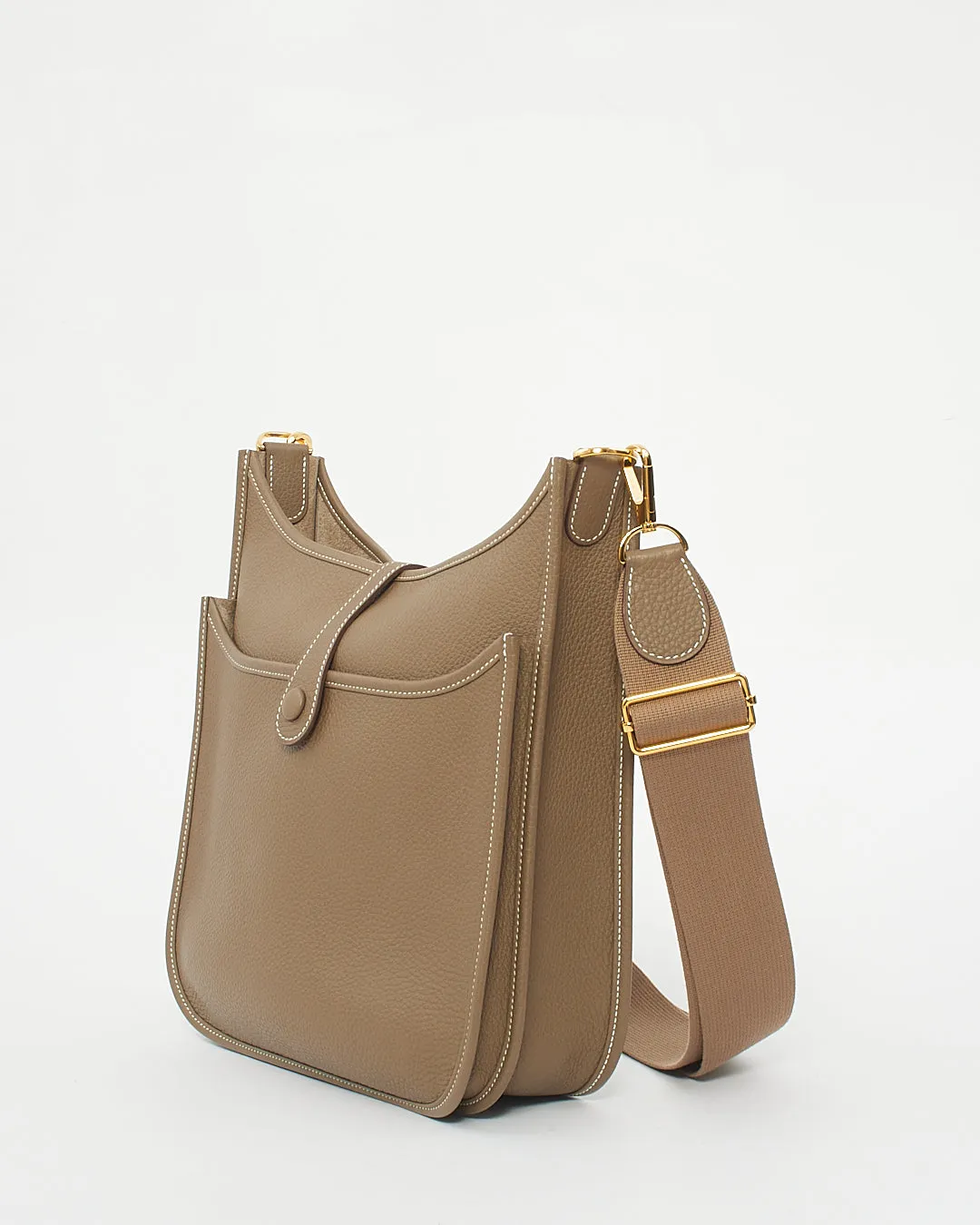 Hermès Etoupe Clémence Leather Evelyne III PM Bag