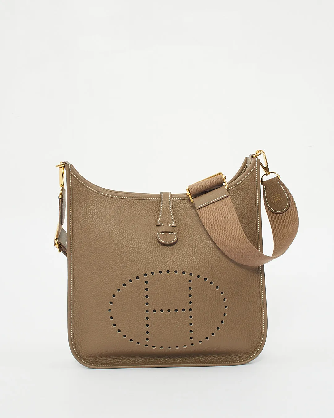 Hermès Etoupe Clémence Leather Evelyne III PM Bag