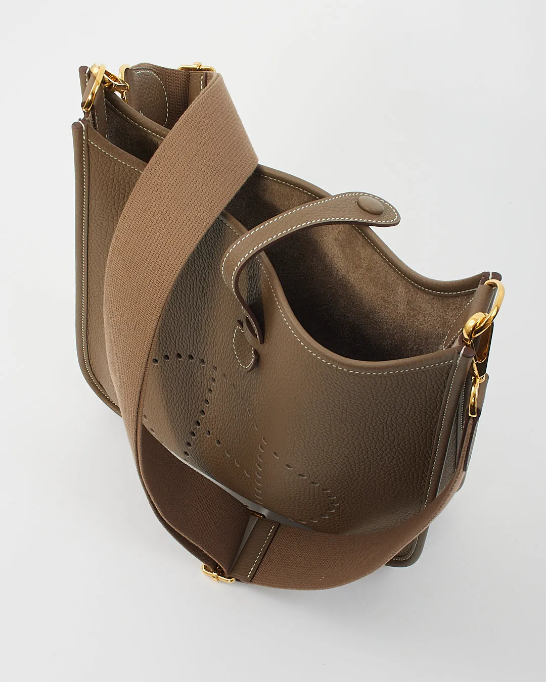 Hermès Etoupe Clémence Leather Evelyne III PM Bag