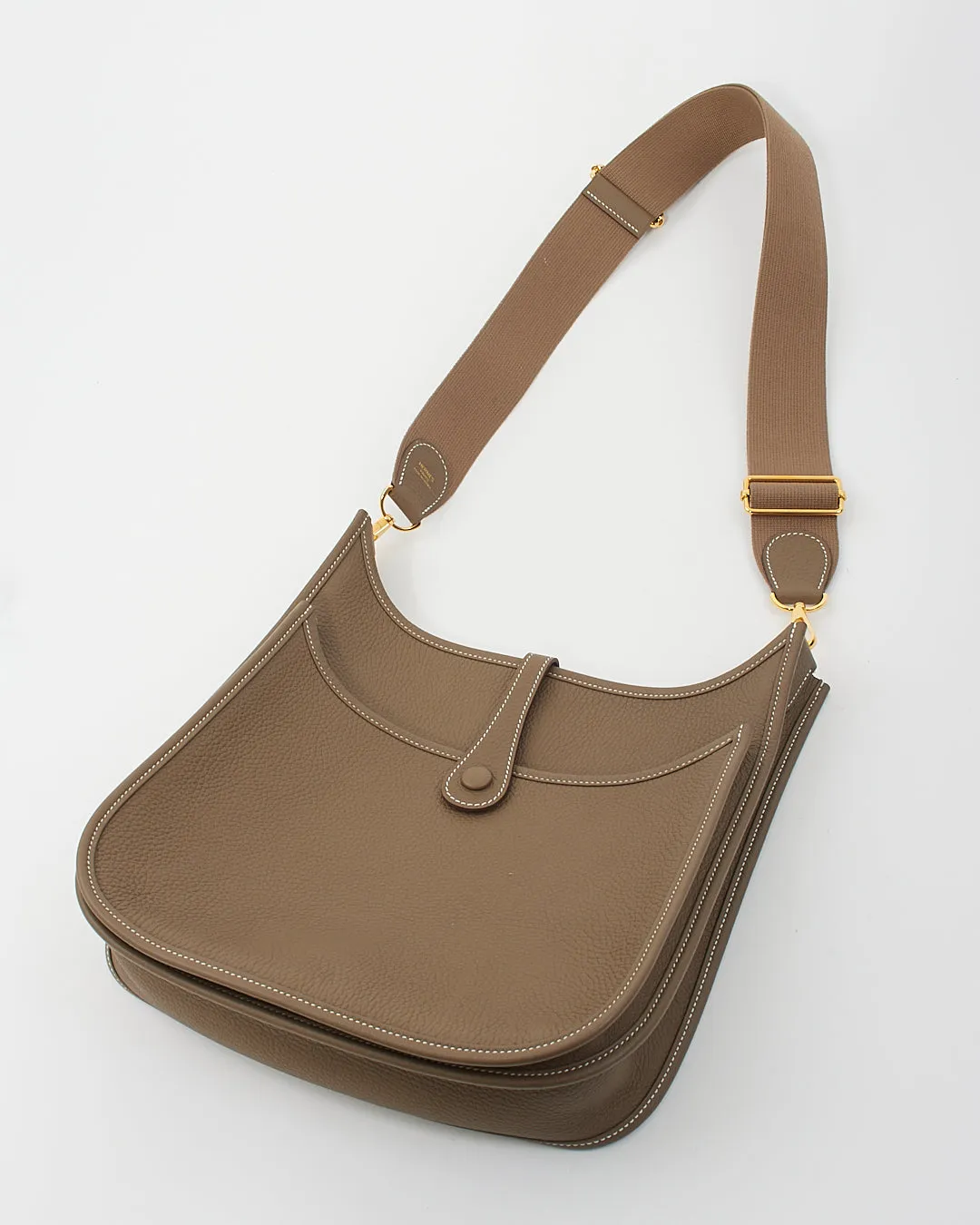Hermès Etoupe Clémence Leather Evelyne III PM Bag