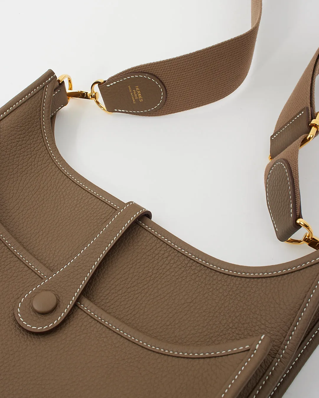 Hermès Etoupe Clémence Leather Evelyne III PM Bag