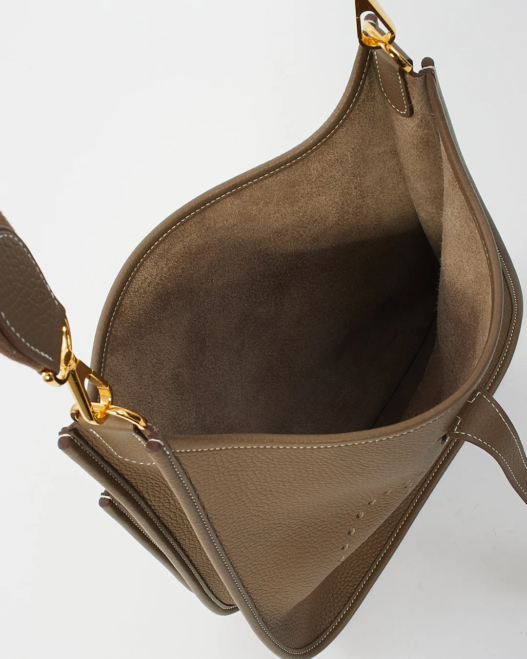 Hermès Etoupe Clémence Leather Evelyne III PM Bag