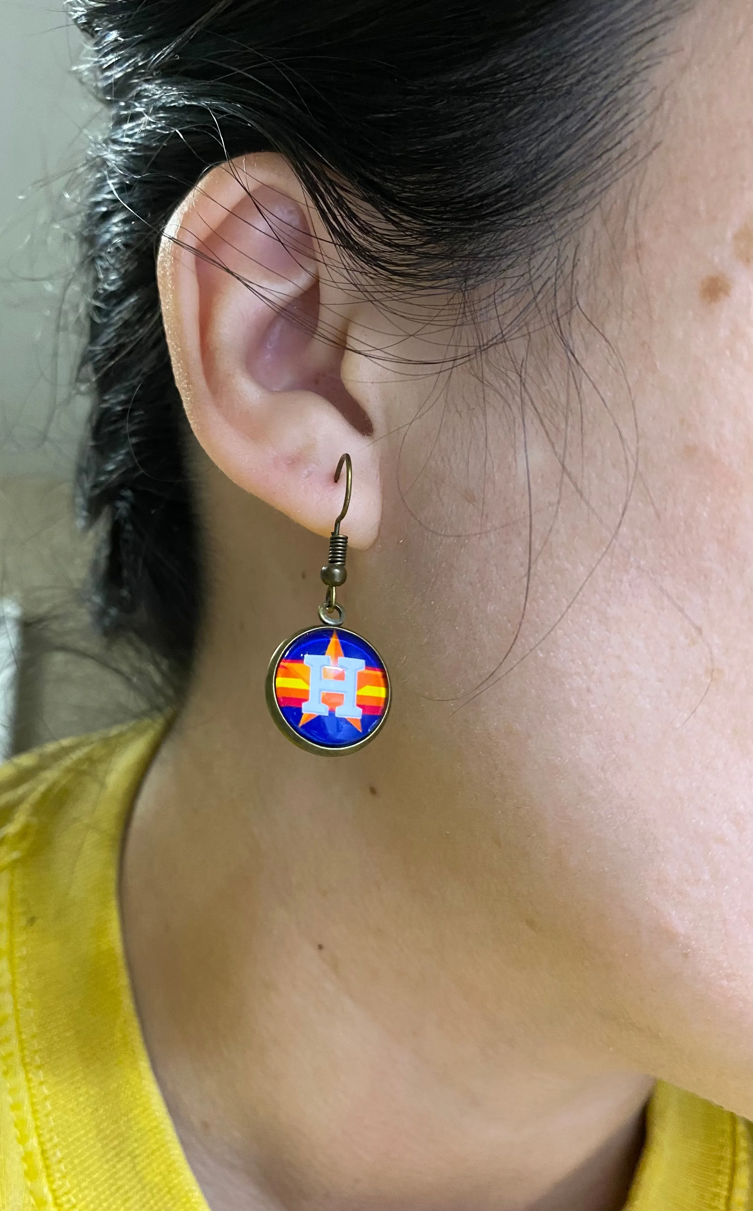 Houston Baseball Fan Dangle Earrings Gift