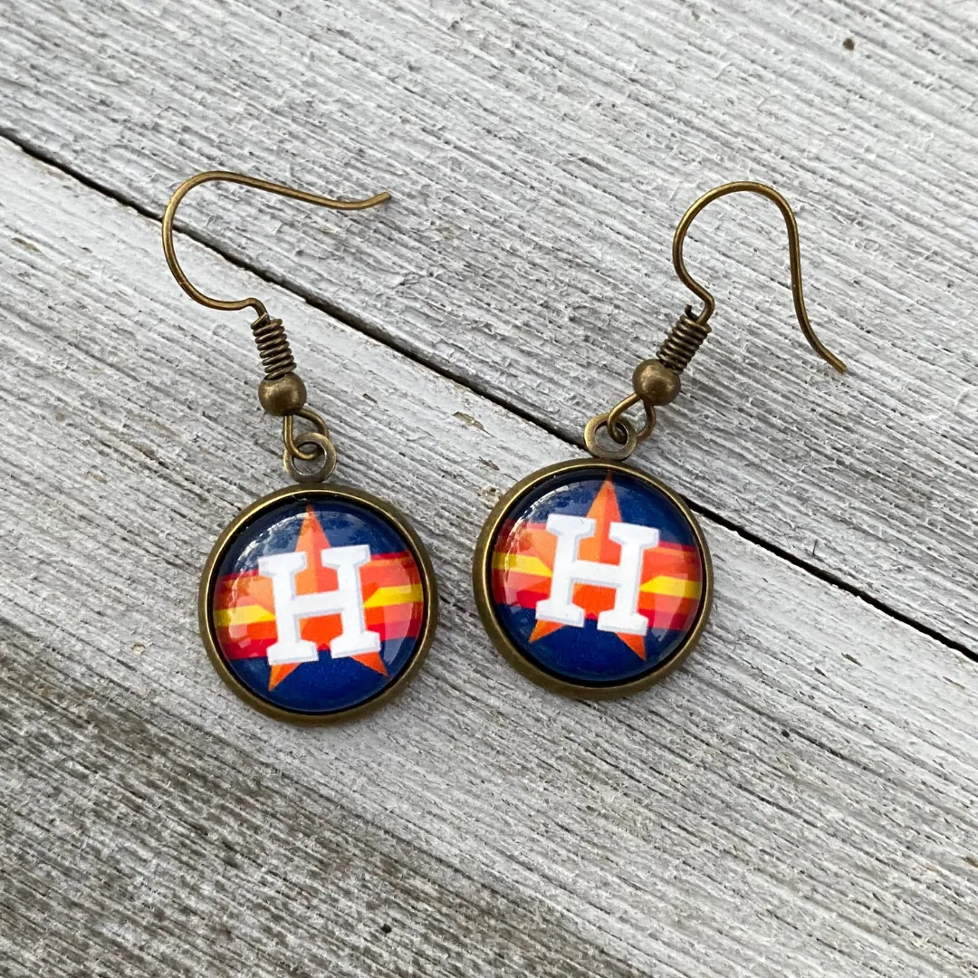 Houston Baseball Fan Dangle Earrings Gift