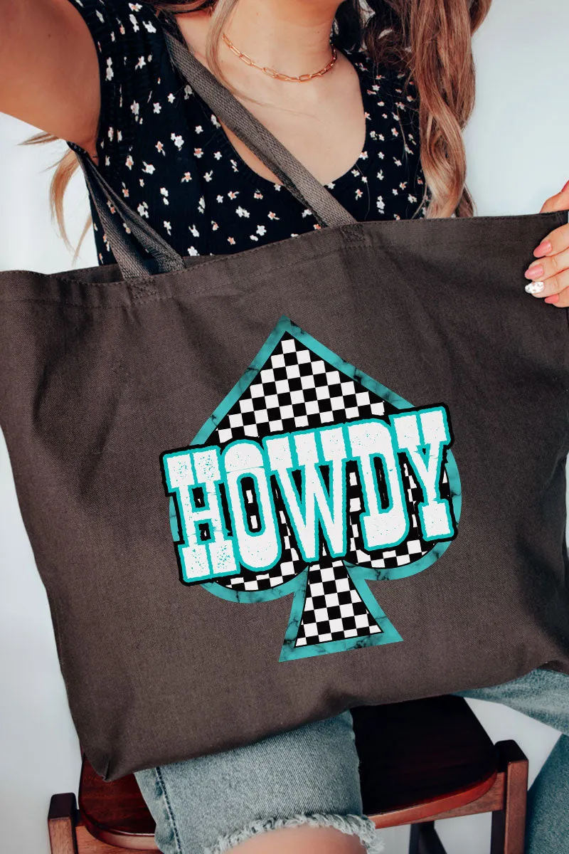 Howdy Checkered Spades Canvas Jumbo Tote