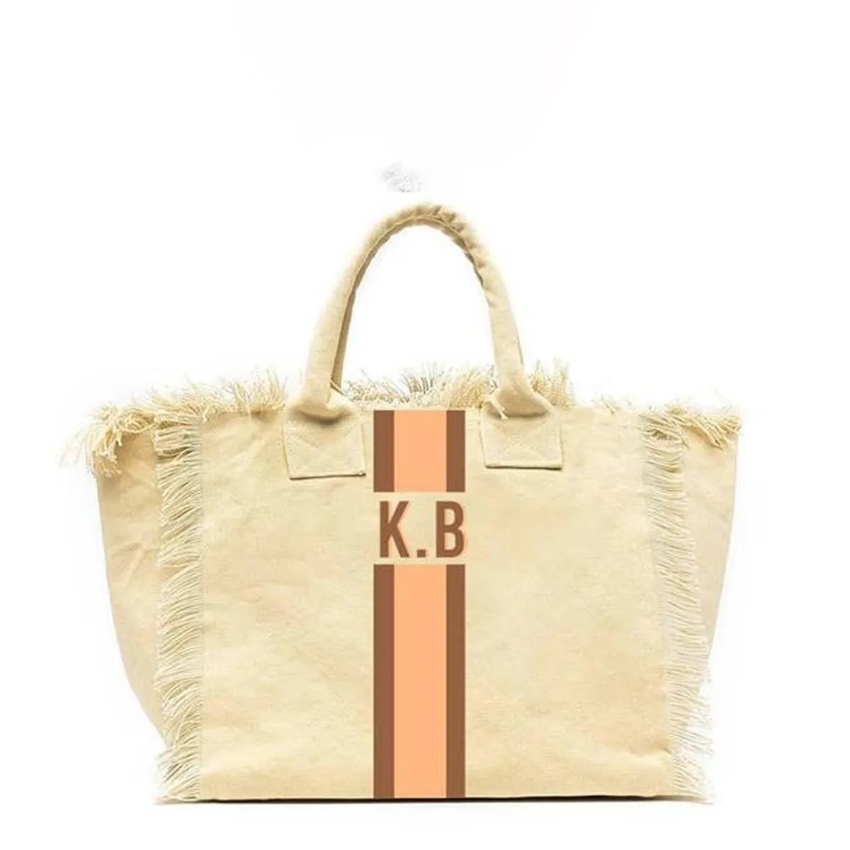 HPSP Handmade Bags, Summer American Style Trends Stripe Printing Women's Tassel HandBag Customizable Letters Canvas Tote Beach Bag Wedding Gift