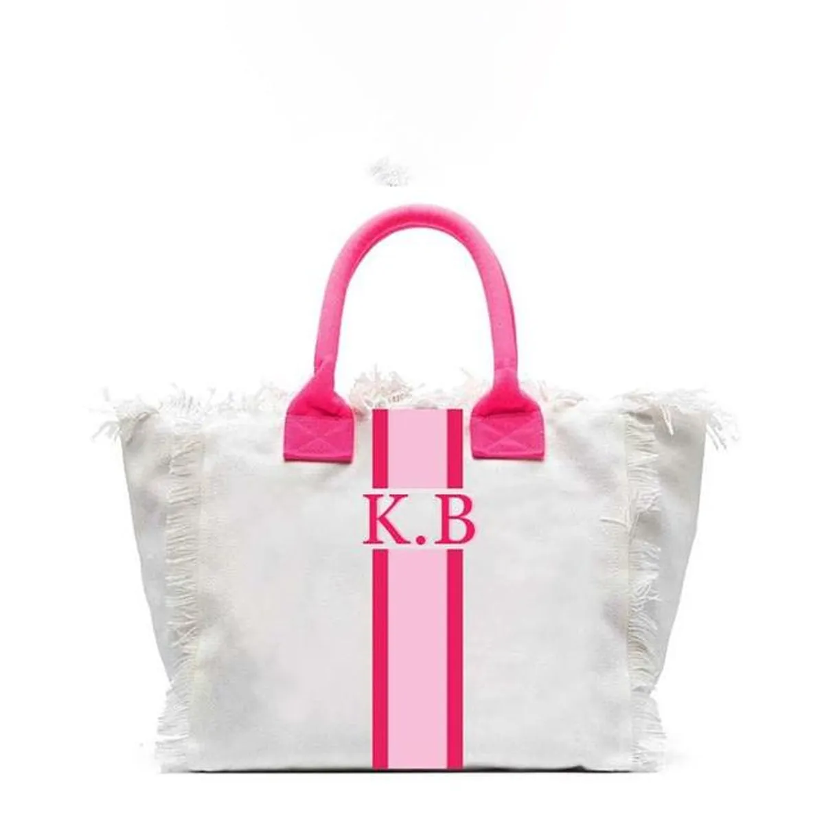 HPSP Handmade Bags, Summer American Style Trends Stripe Printing Women's Tassel HandBag Customizable Letters Canvas Tote Beach Bag Wedding Gift